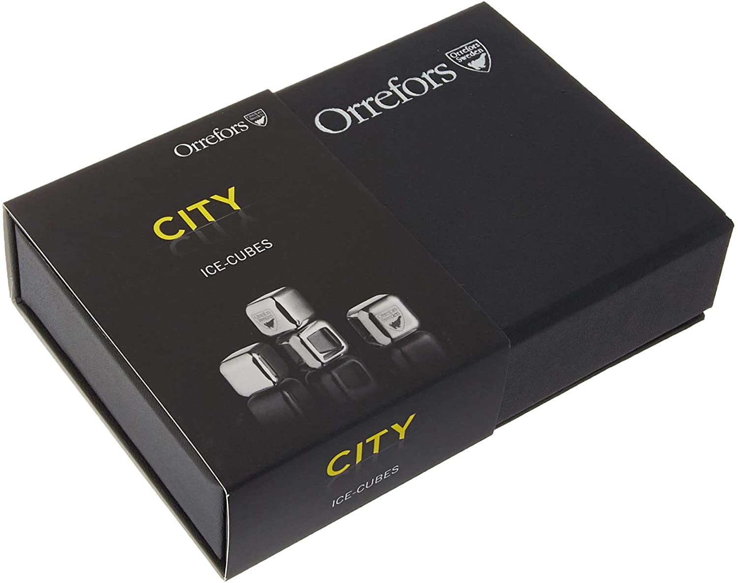 Set of 4 stainless steel cubes for cooling drinks, City by Martti Rytkonen - ORREFORS