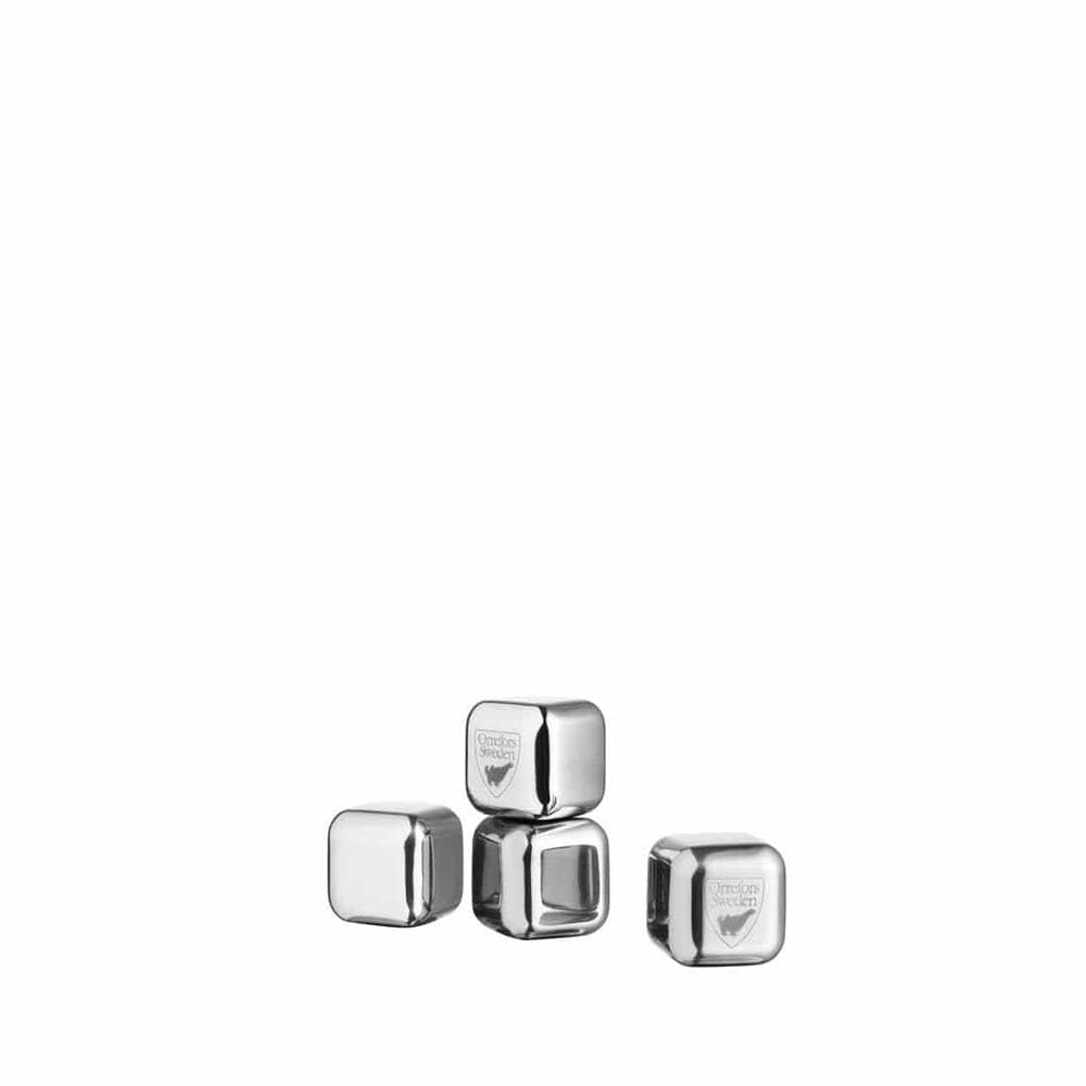 Set of 4 stainless steel cubes for cooling drinks, City by Martti Rytkonen - ORREFORS