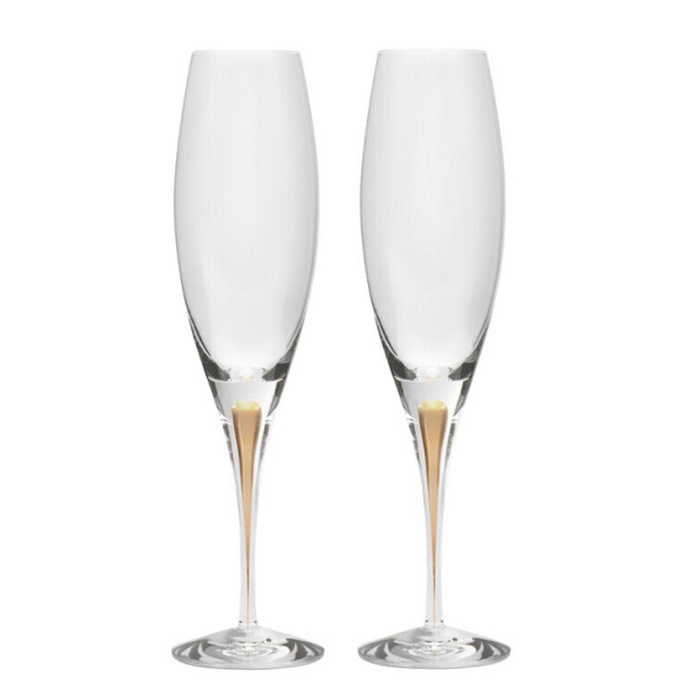Set of 2 champagne glasses, Intermezzo Gold by Erika Lagerbielke - ORREFORS
