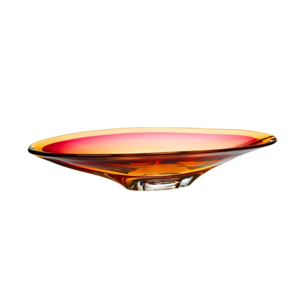 Glass platter, Vision Pink - Amber by Goran Warff - KOSTA BODA