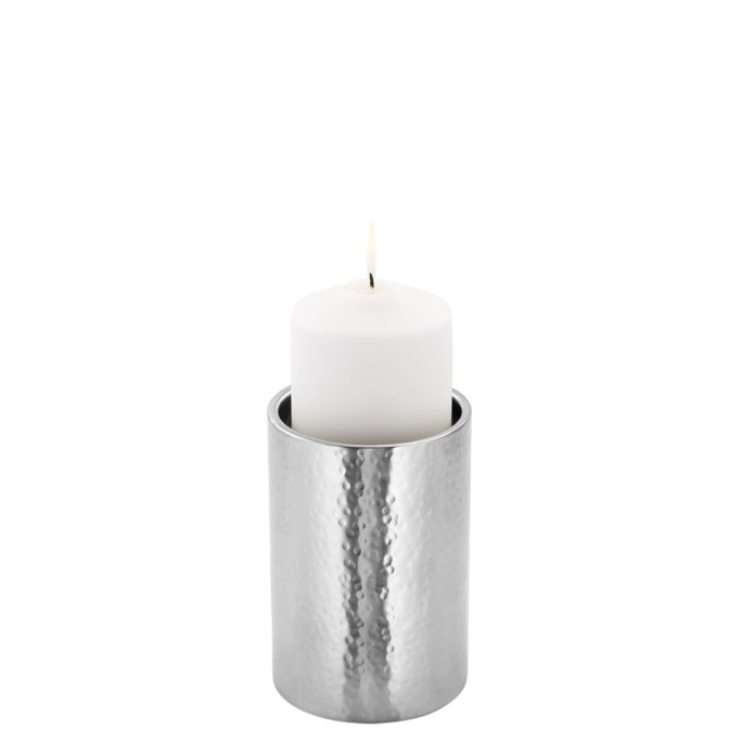 Stainless Steel Candle Holder, 5.9 inches, Silver, Sobrio - SIMONA'S COLLECTION