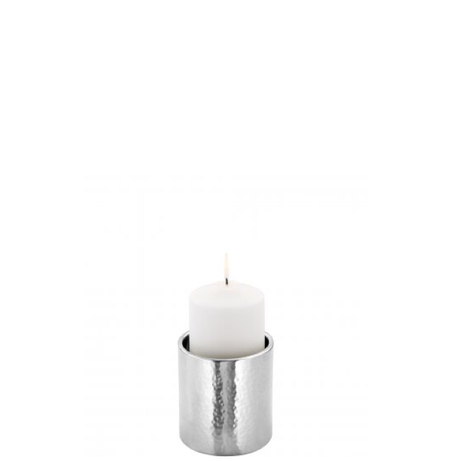 Stainless Steel Candle Holder, 4.3 inches, Silver, Sobrio - SIMONA'S COLLECTION