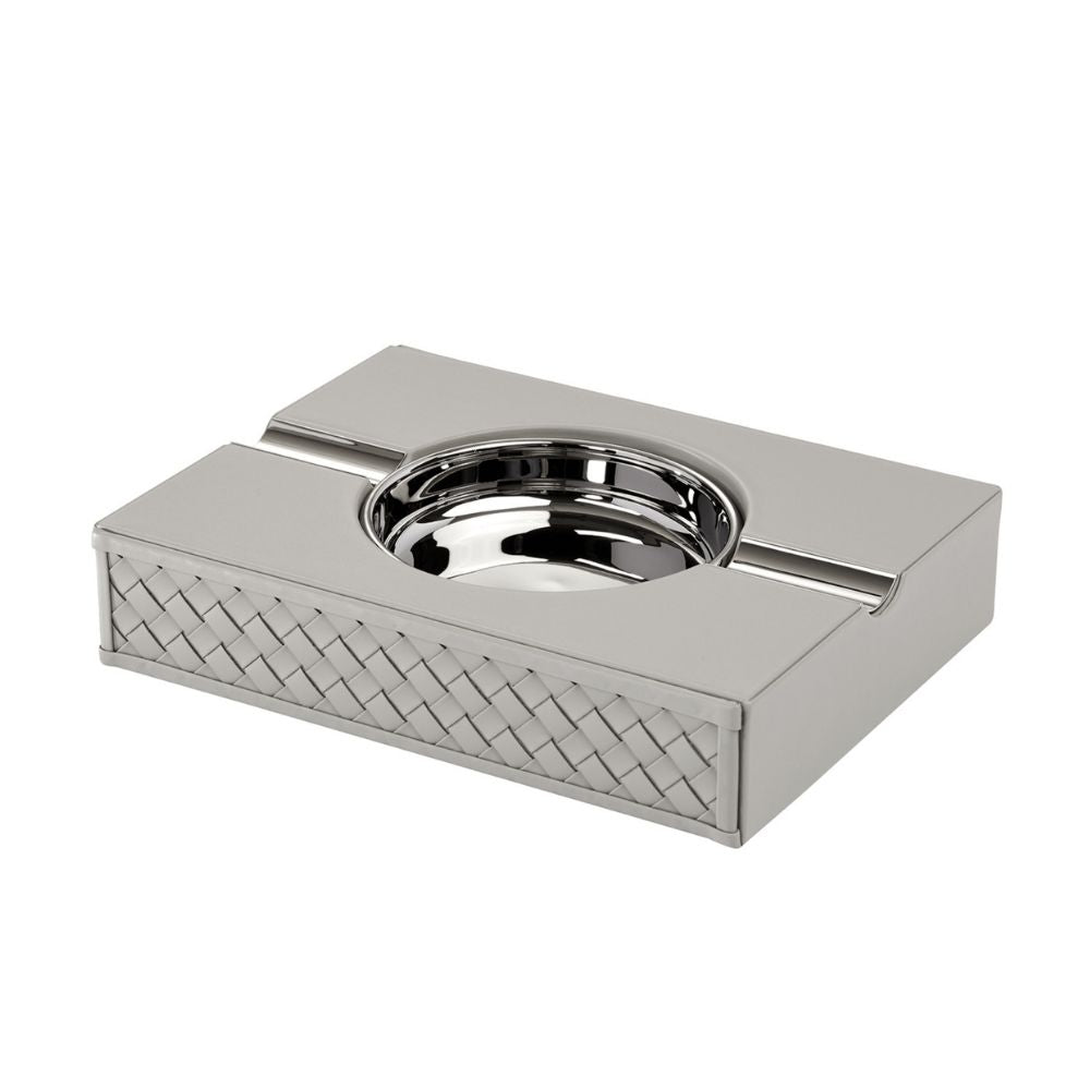 Gray Leather Decorative Ashtray, 8.3 inches - RIVIERE