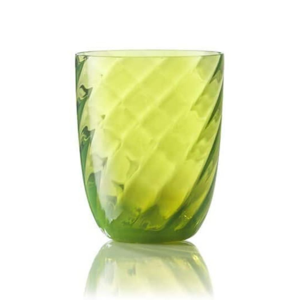 Water Glass, Optical Twisted Acid Green, Idra - SIMONA'S COLLECTION