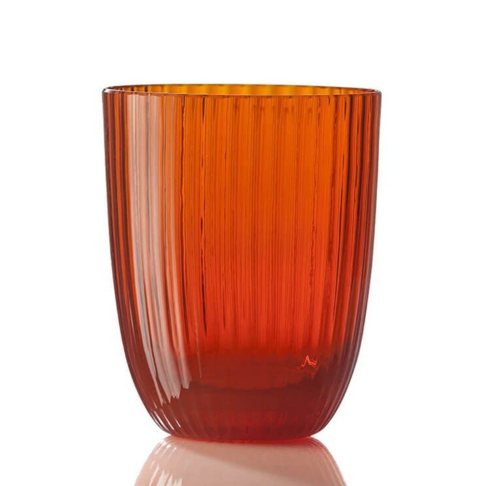 Water Glass, Striped Orange, Idra - SIMONA'S COLLECTION