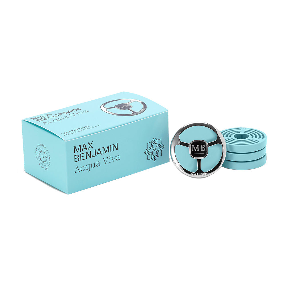 Car air freshener with 4 refills, Acqua Viva, Car Fragrance - MAX BENJAMIN