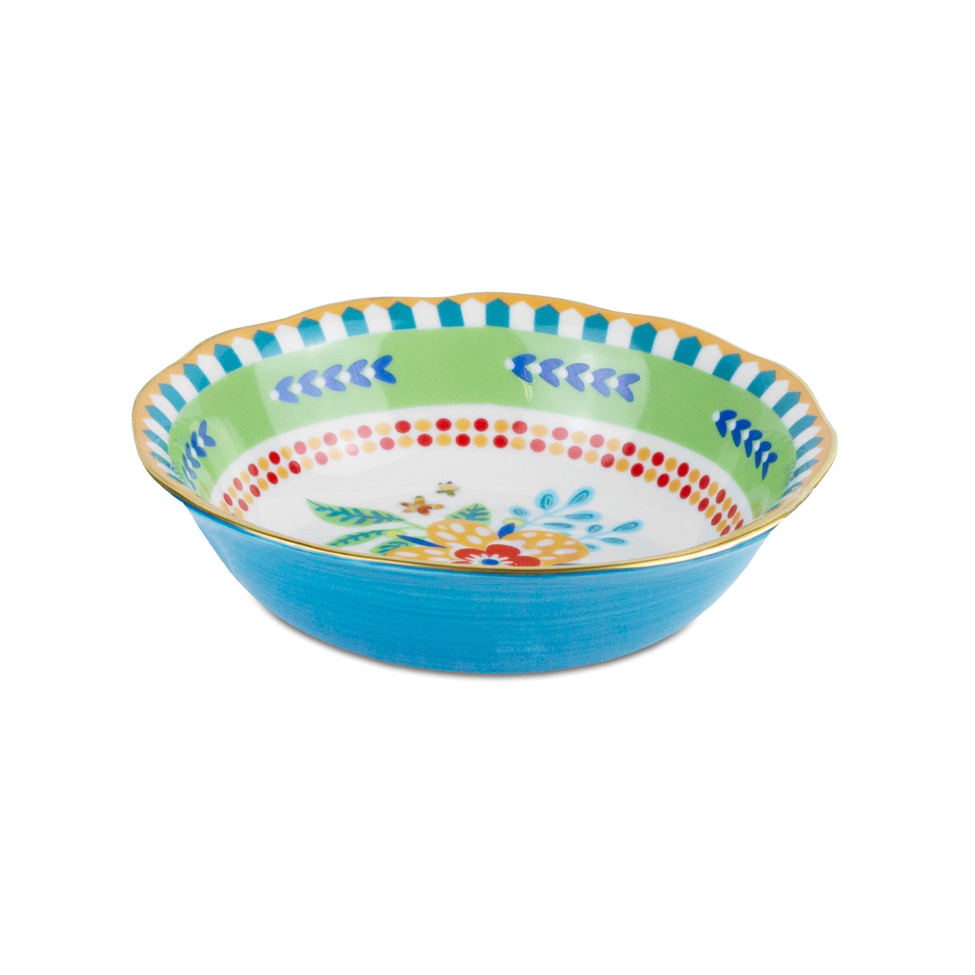 Porcelain bowl, 7 inches, Mamma Mia Flower Sky Blue - BACIMILANO