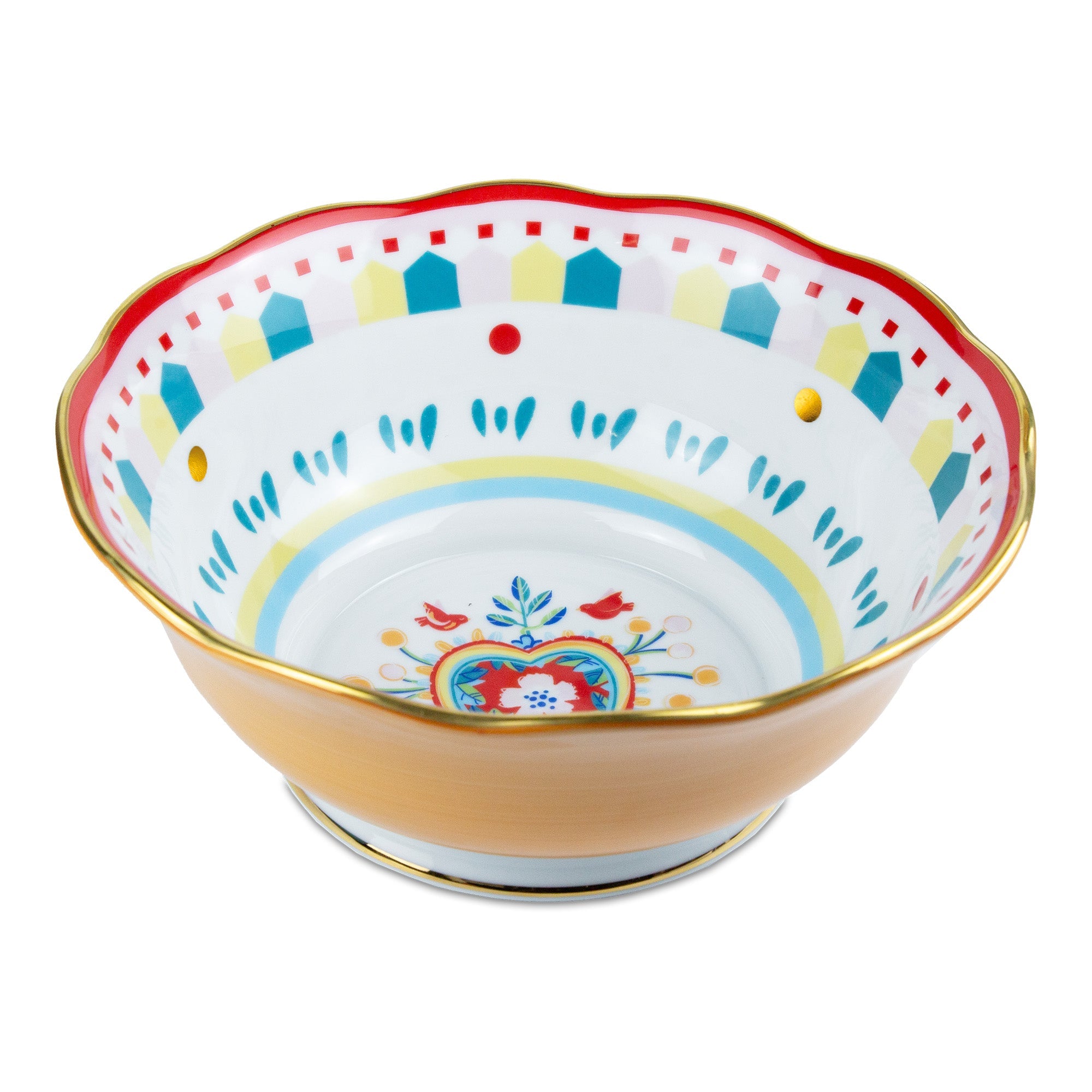 Porcelain salad bowl, 10.2 inches, Mamma Mia Heart Yellow - BACIMILANO