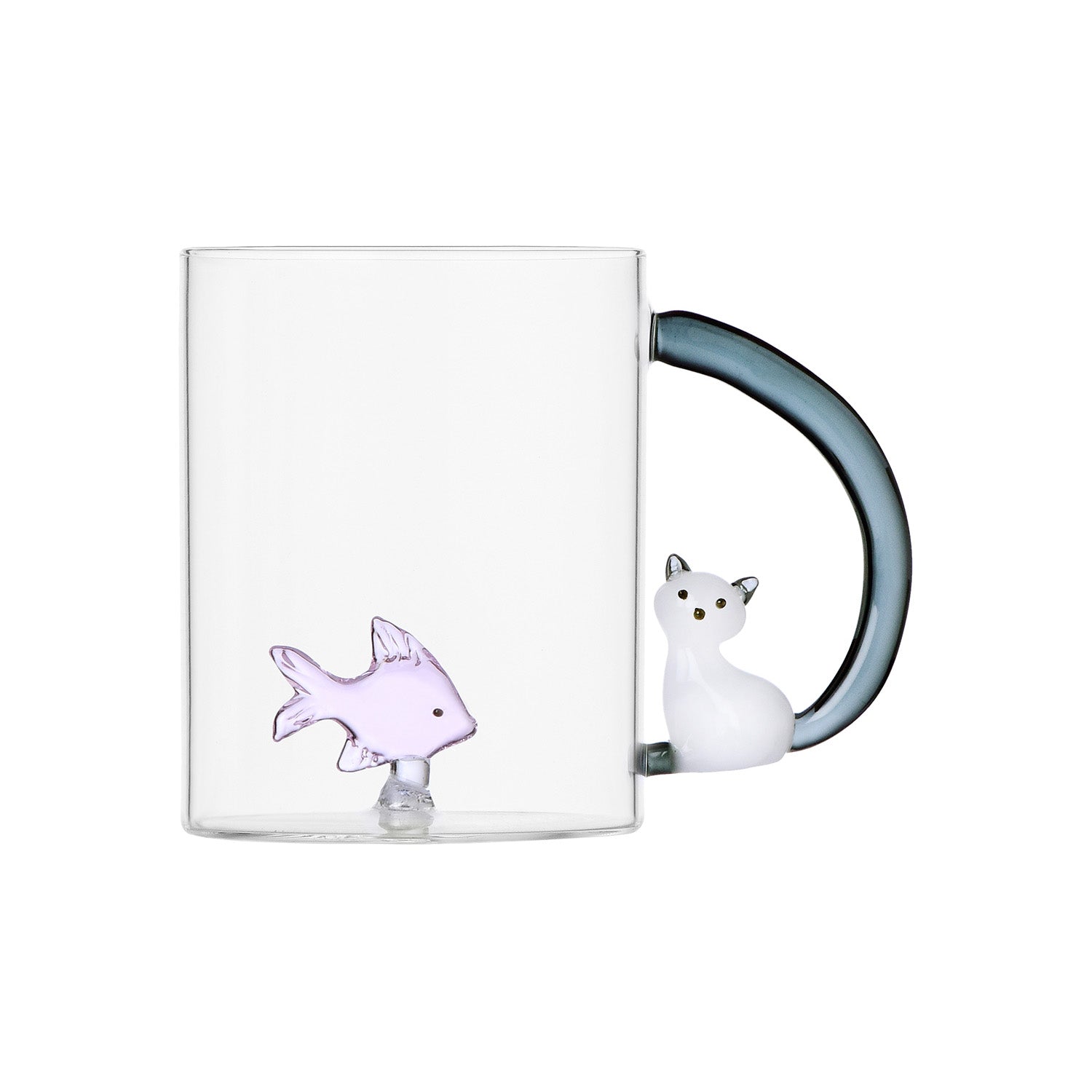 Glass mug, White/Gray Cat, Tabby Cat by Alessandra Baldereschi - ICHENDORF