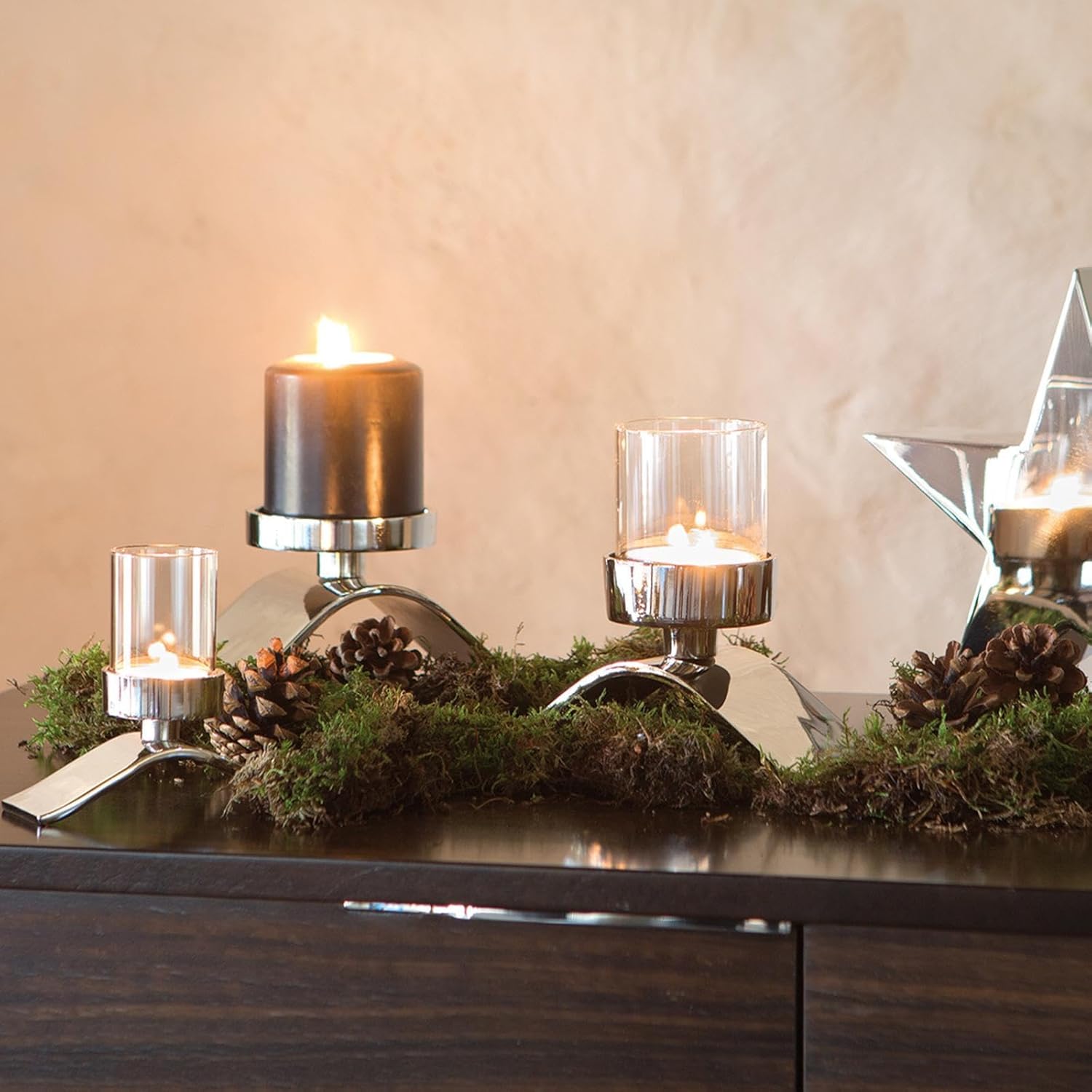 Candle Holder, 8.27 in, Wave - SIMONA'S COLLECTION