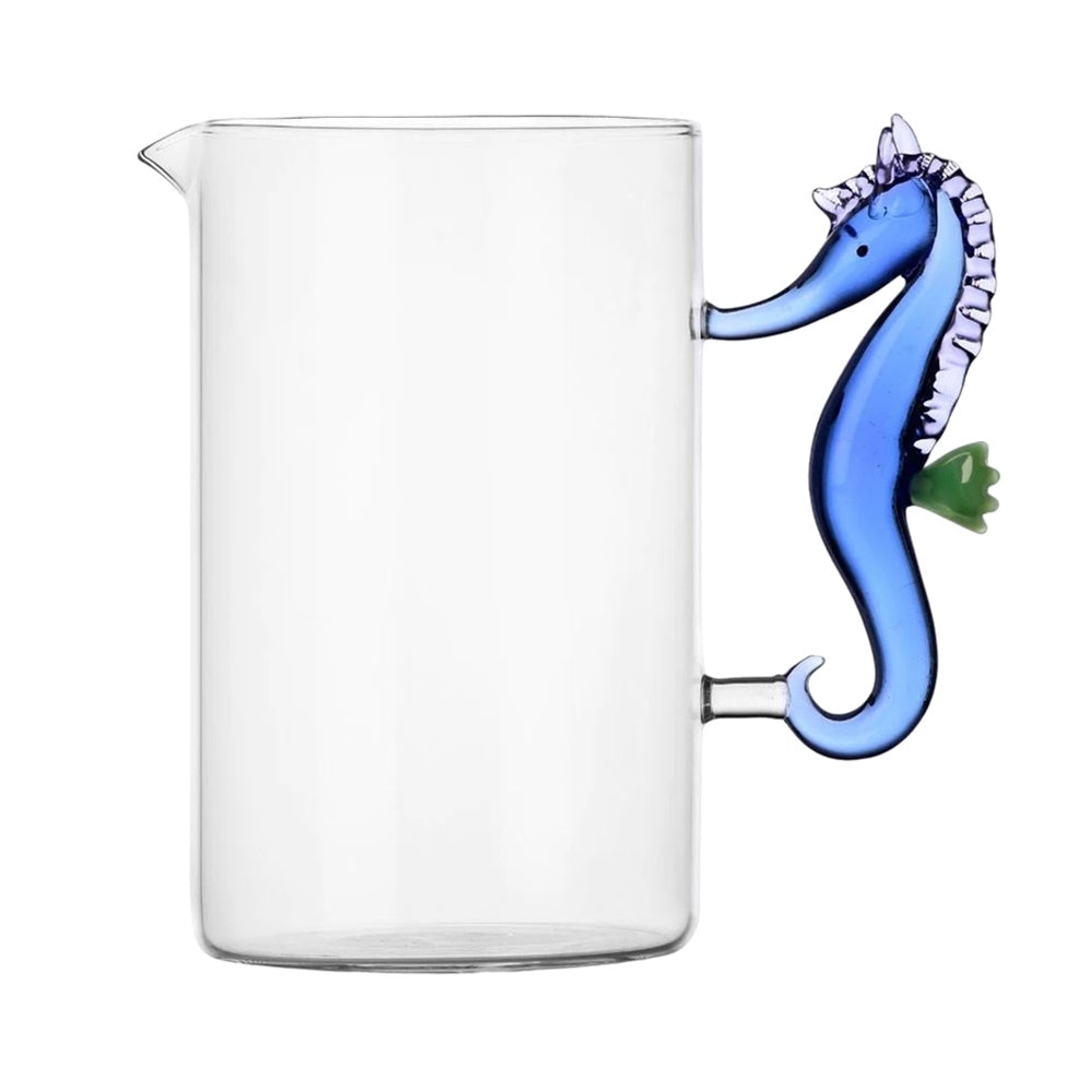 Glass carafe, blue seahorse, Marine Garden by Alessandra Baldereschi - ICHENDORF