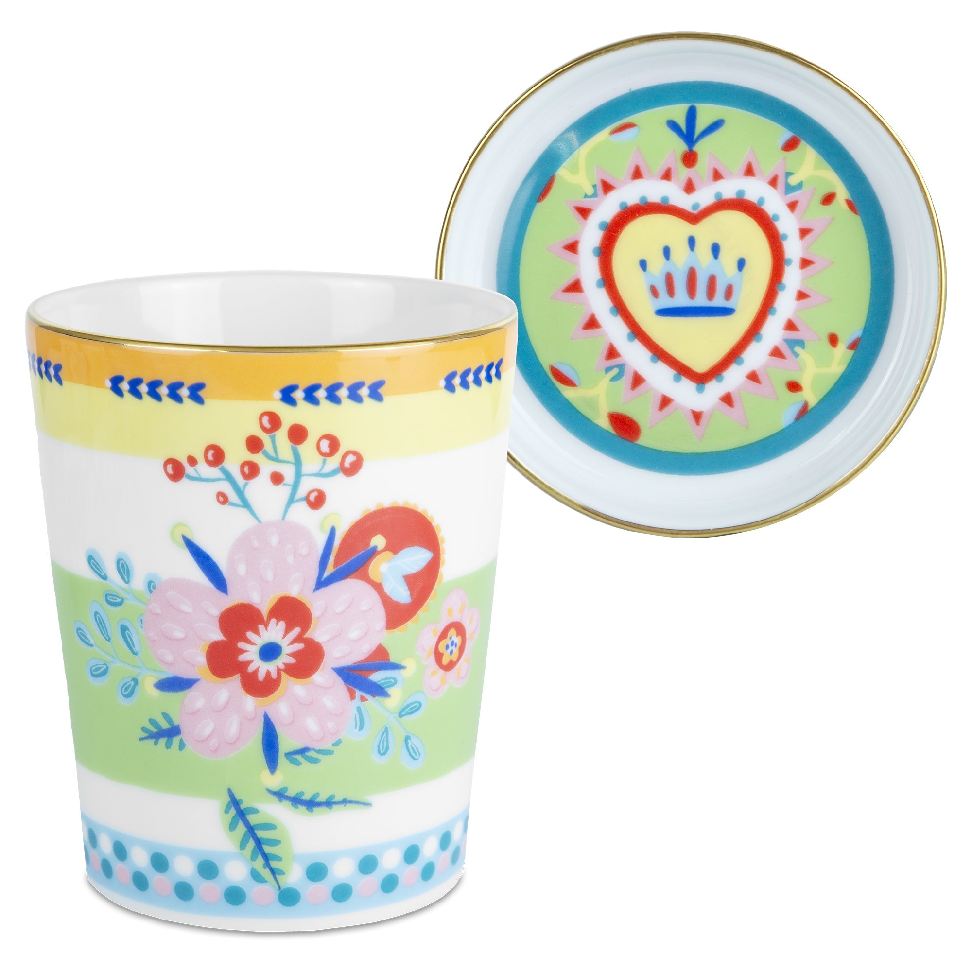 Tea cup and saucer, porcelain, Mamma Mia Flower - BACIMILANO