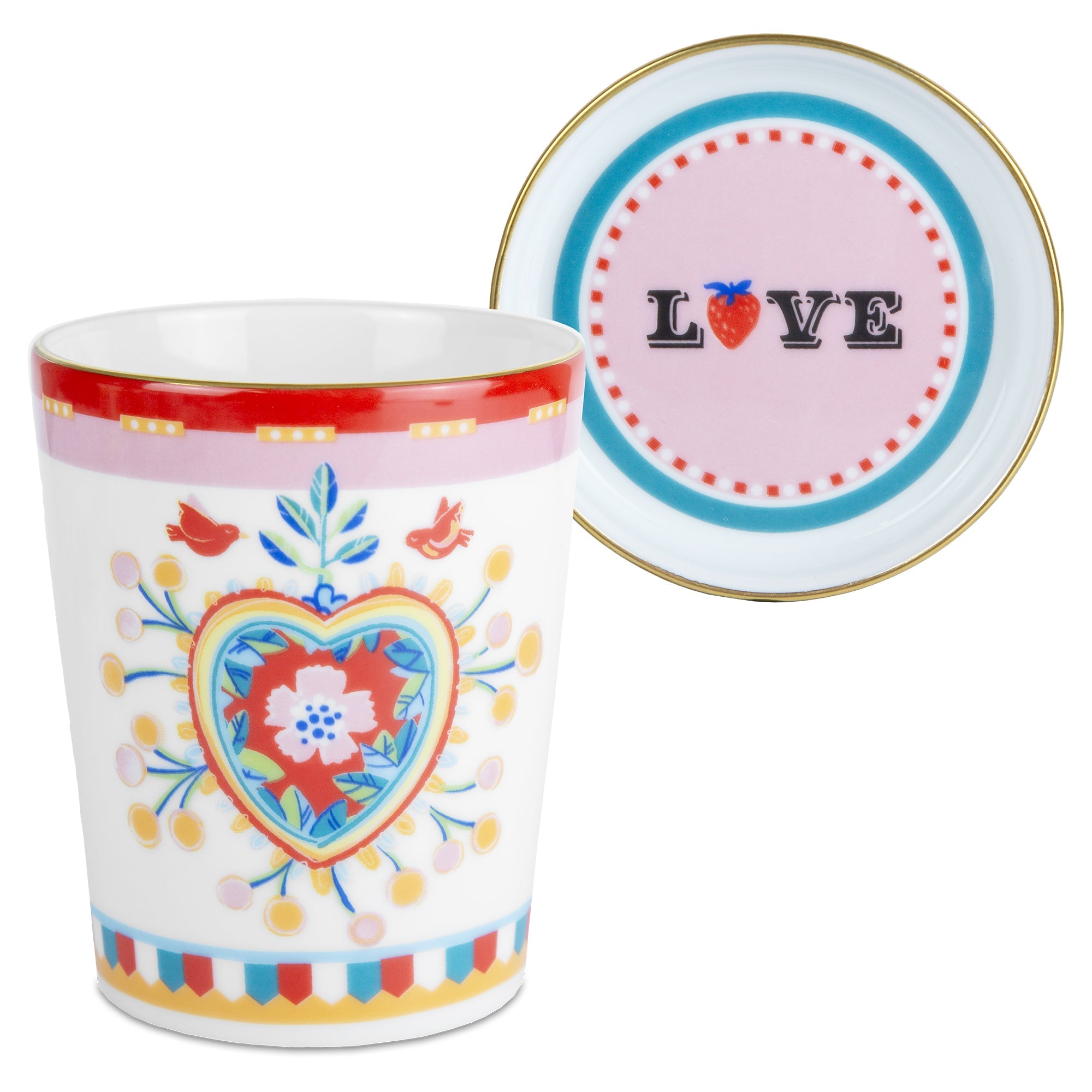 Tea cup and saucer, porcelain, Mamma Mia Heart - BACIMILANO