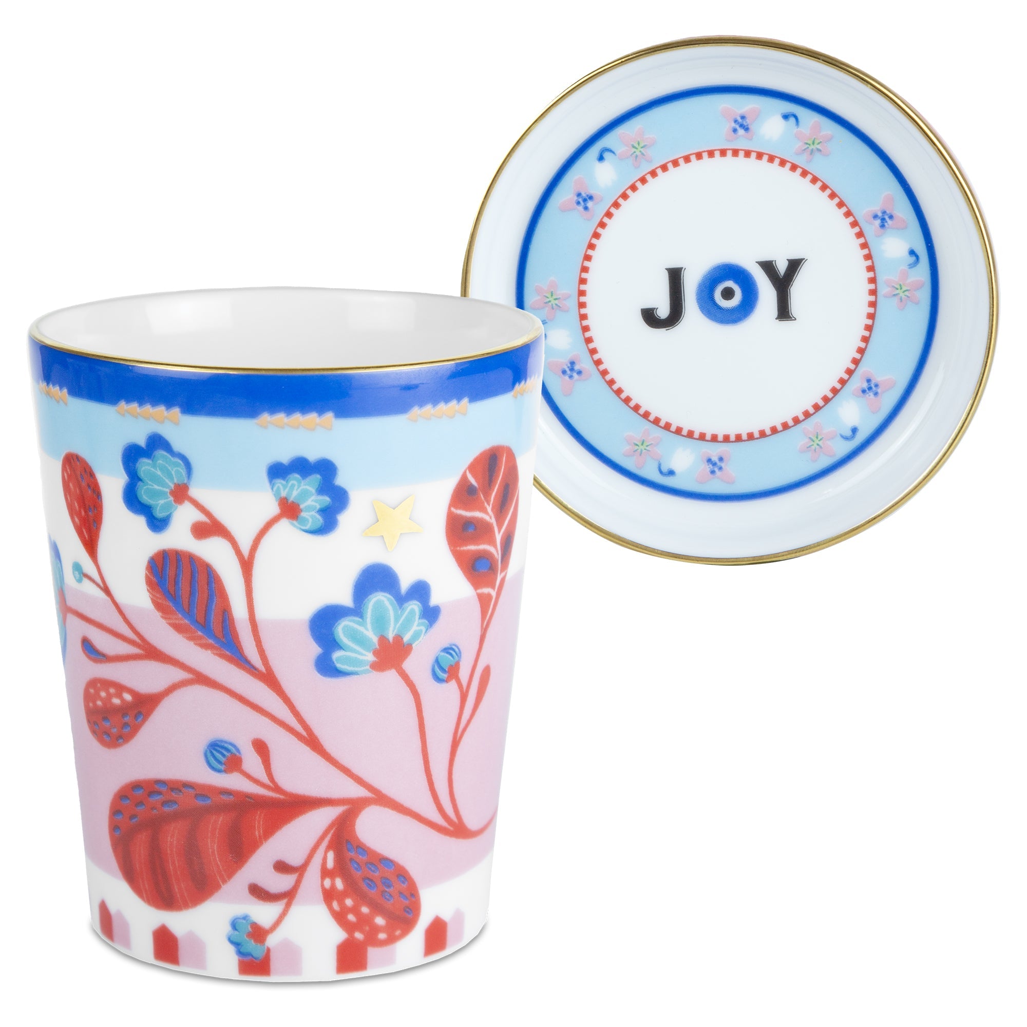 Tea cup and saucer, porcelain, Mamma Mia Leaves - BACIMILANO