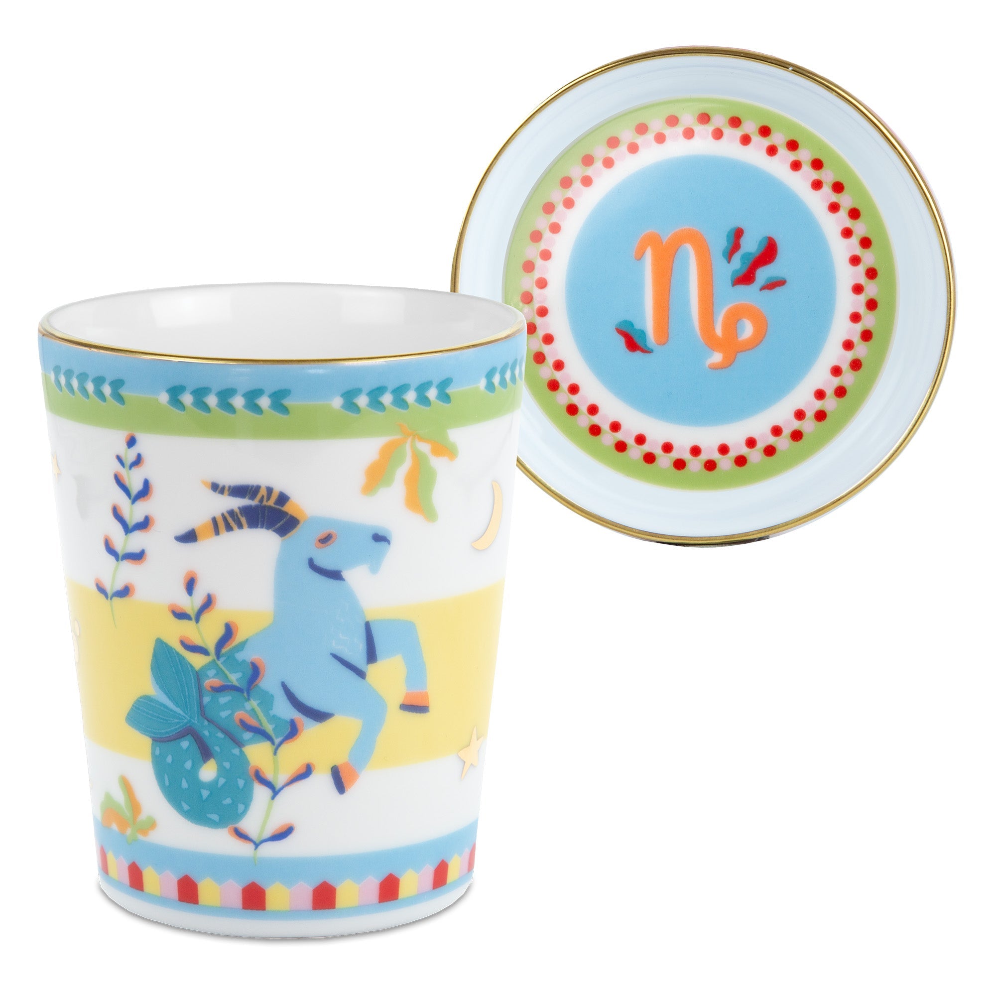 Tea cup and saucer, porcelain, Zodiac Vibe Capricorn - BACI MILANO