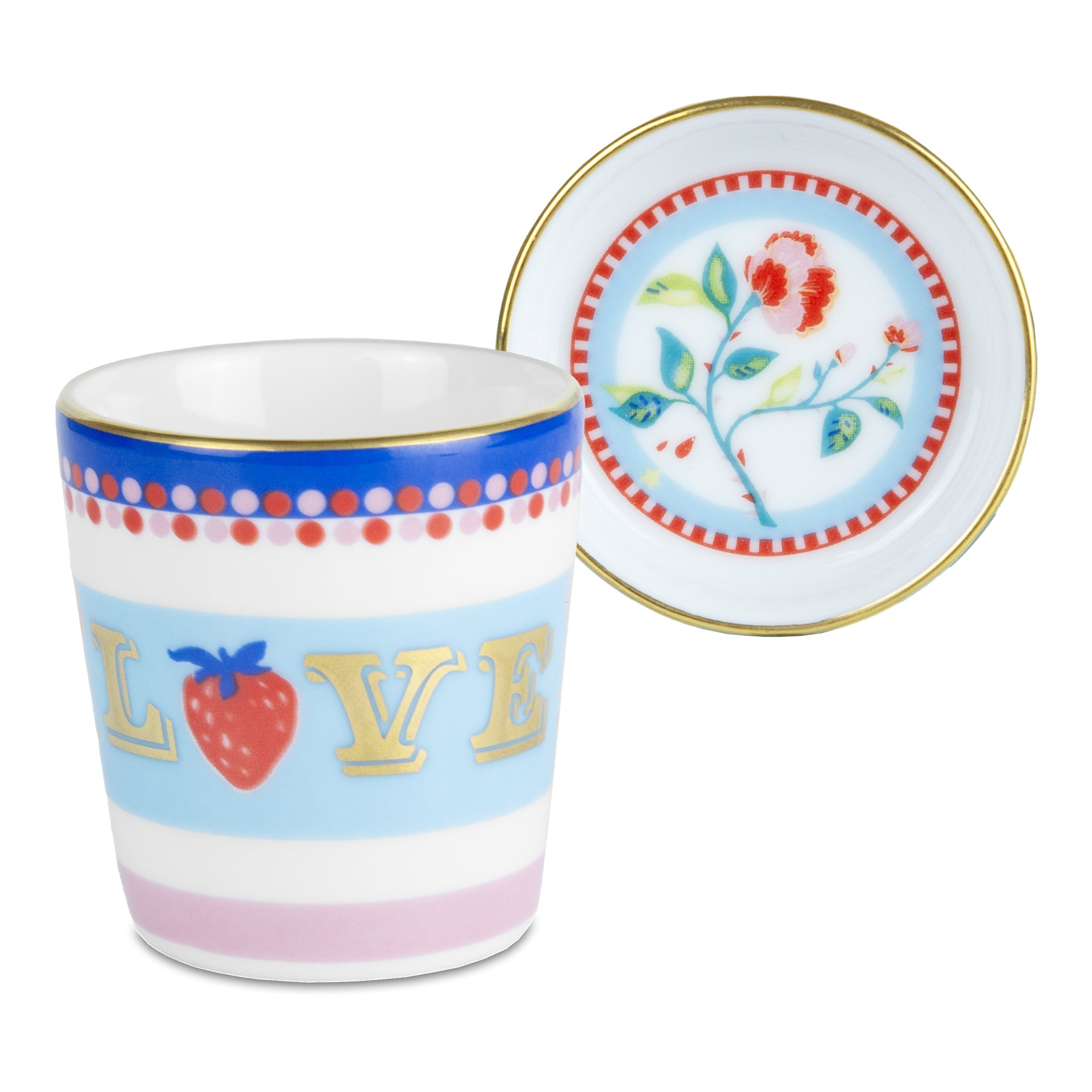 Espresso cup and saucer, porcelain, Mamma Mia Love - BACIMILANO