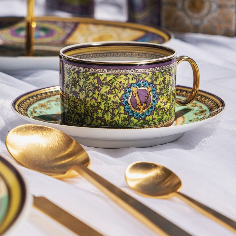 Set of 6 tea cups and saucers, Barocco Mosaic - VERSACE