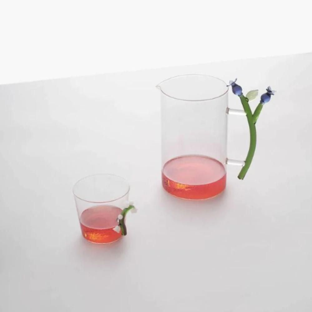 Glass carafe, blue flower, Botanica by Alessandra Baldereschi - ICHENDORF