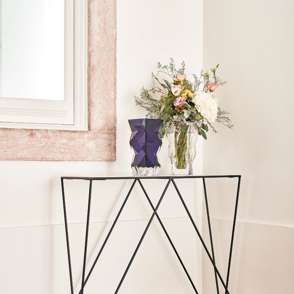 Blue crystal vase, 11 inches, Fractal - VISTA ALEGRE