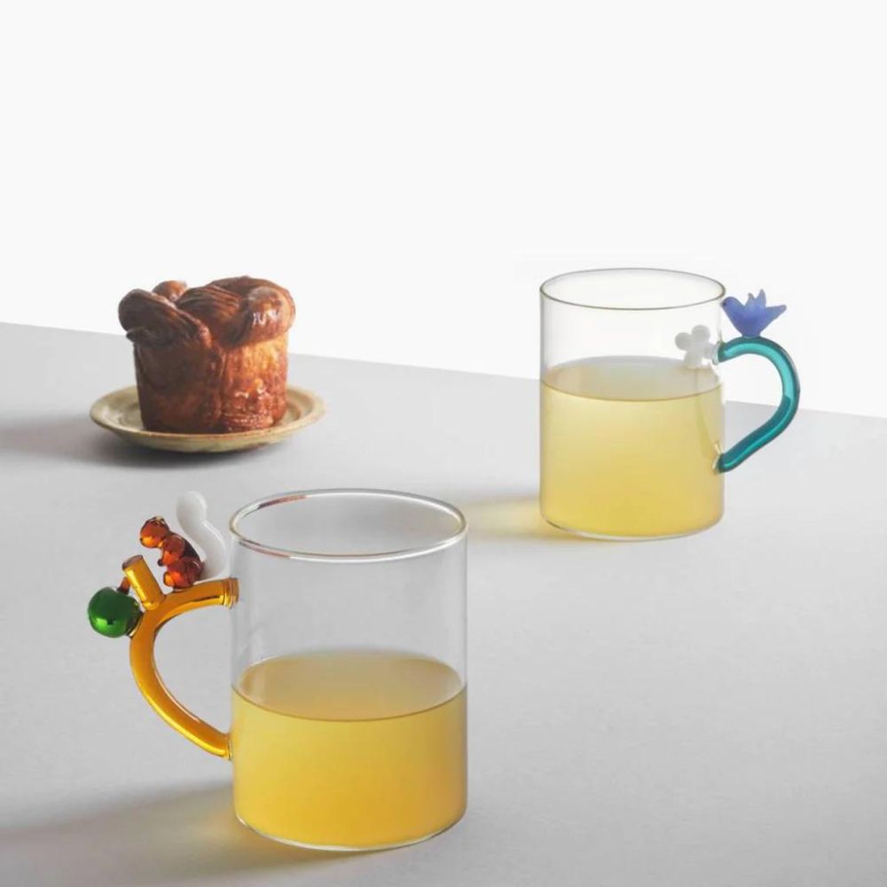 Glass mug, with squirrel, Fruits and Flower by Alessandra Baldereschi - ICHENDORF