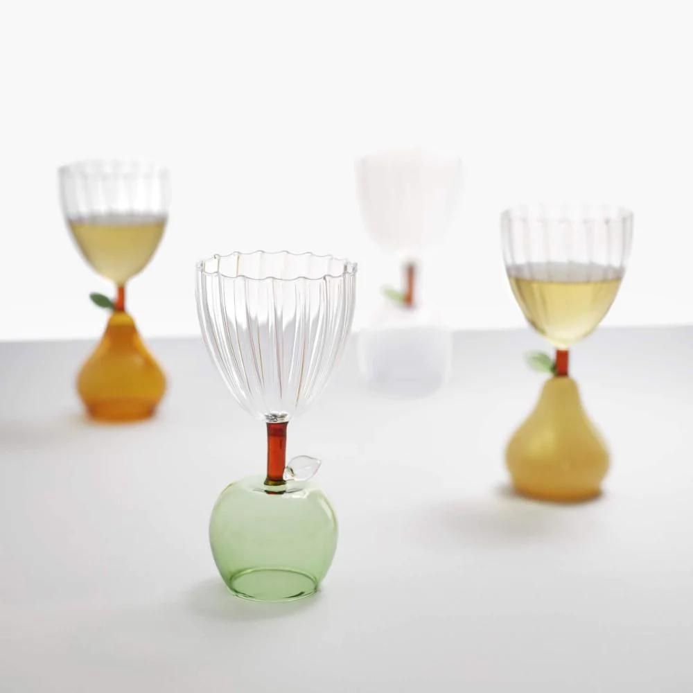 Wine glass, with pear stem, amber, Fruits and Flower by Alessandra Baldereschi - ICHENDORF