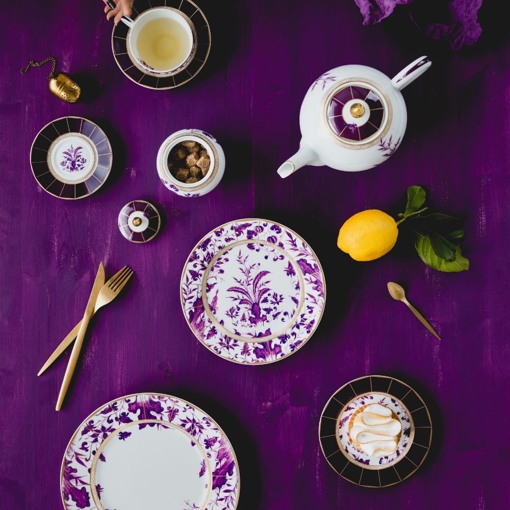 Set of 6 tea cups and saucers, 6.76 oz, Prunus - BERNARDAUD