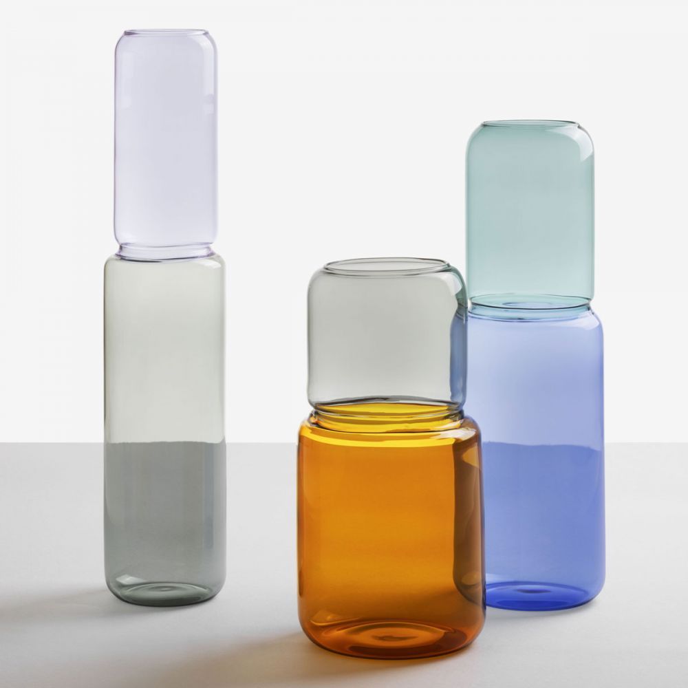 Glass vase, 9.8 inches, Pink-Green, Revolve by Brian Sironi - ICHENDORF