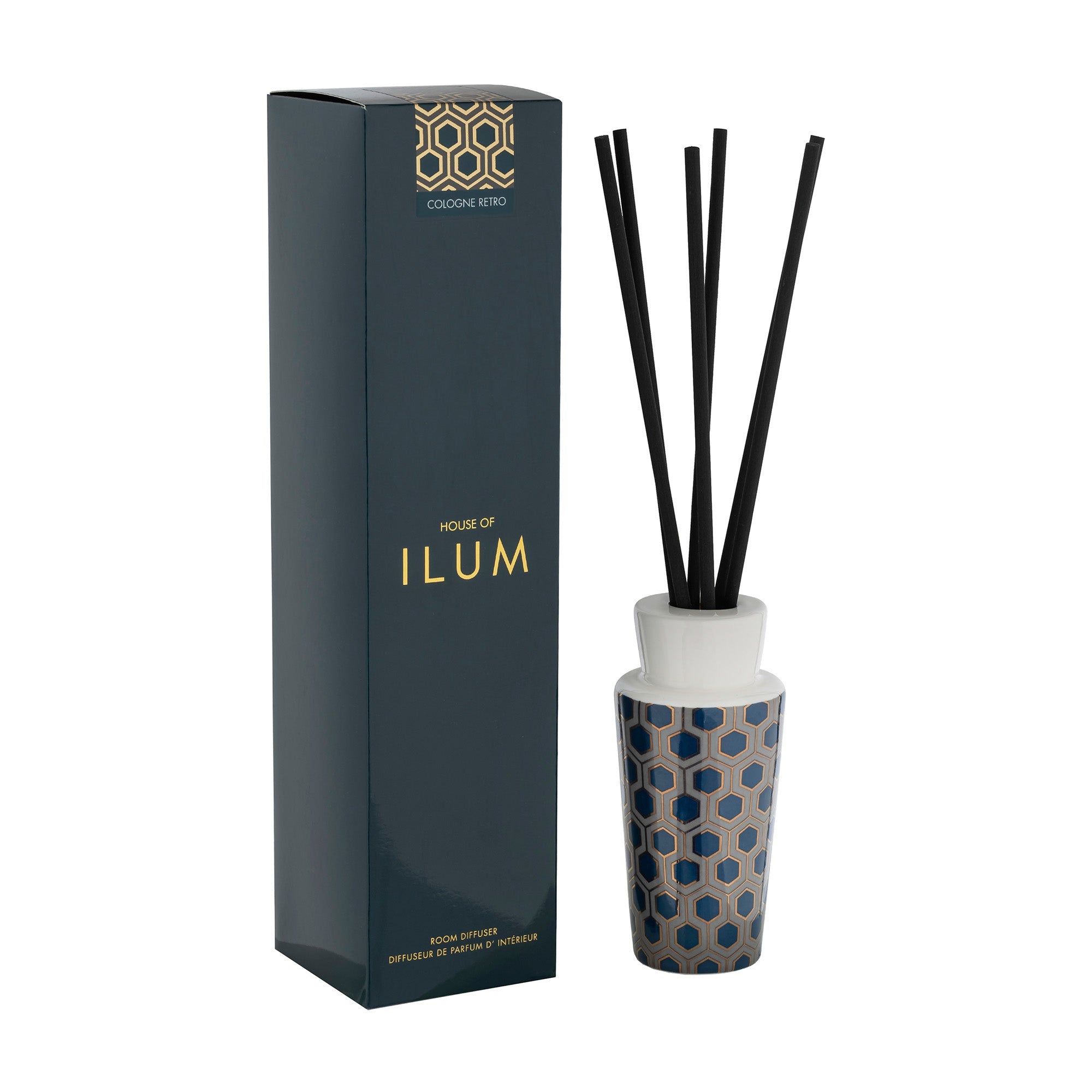 Scented oil diffuser with sticks, Cologne Retro, 8.5 fl oz, Ilum - MAX BENJAMIN