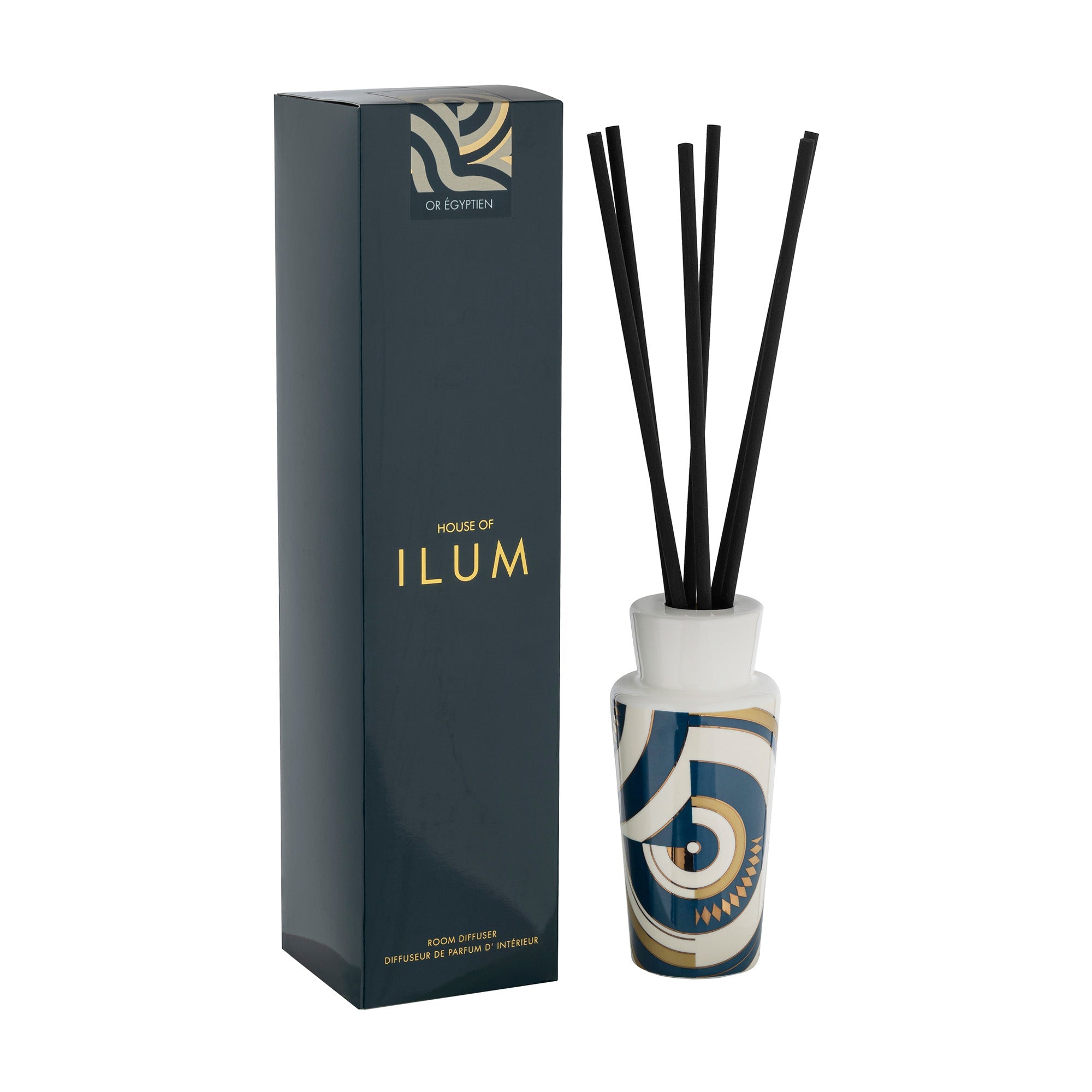 Fragrance diffuser with sticks, Or Egyptien, 8.45 fl oz, Ilum collection - MAX BENJAMIN