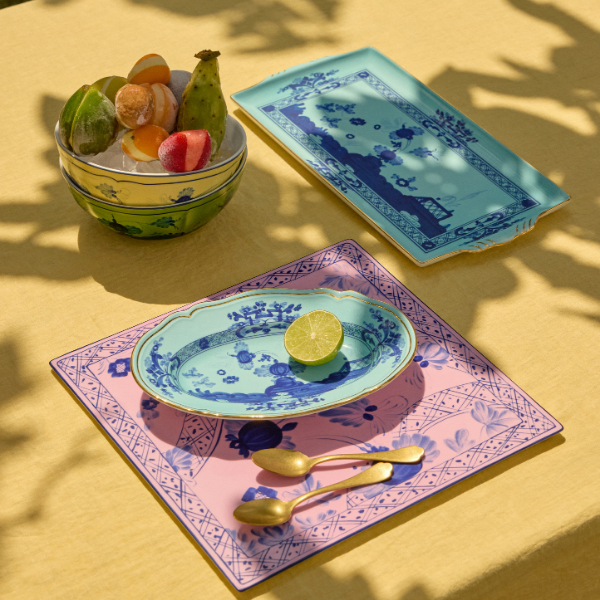 Porcelain tray, 13.1x7 in, Oriente Italiano Iris - GINORI 1735
