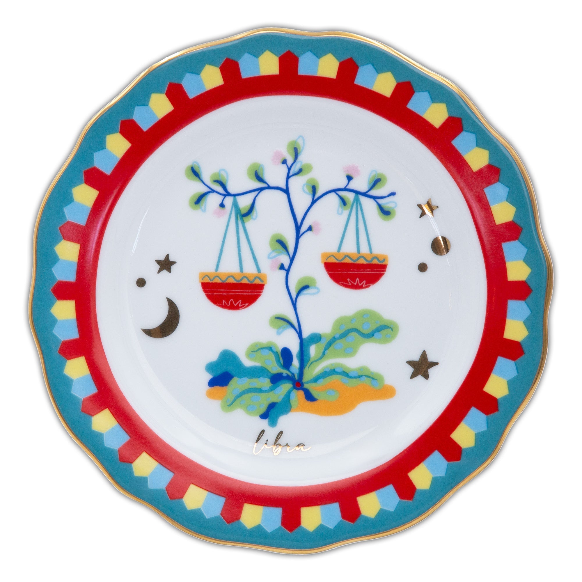 Bread and butter plate, porcelain, 6.3 inches, Zodiac Vibe Libra - BACI MILANO