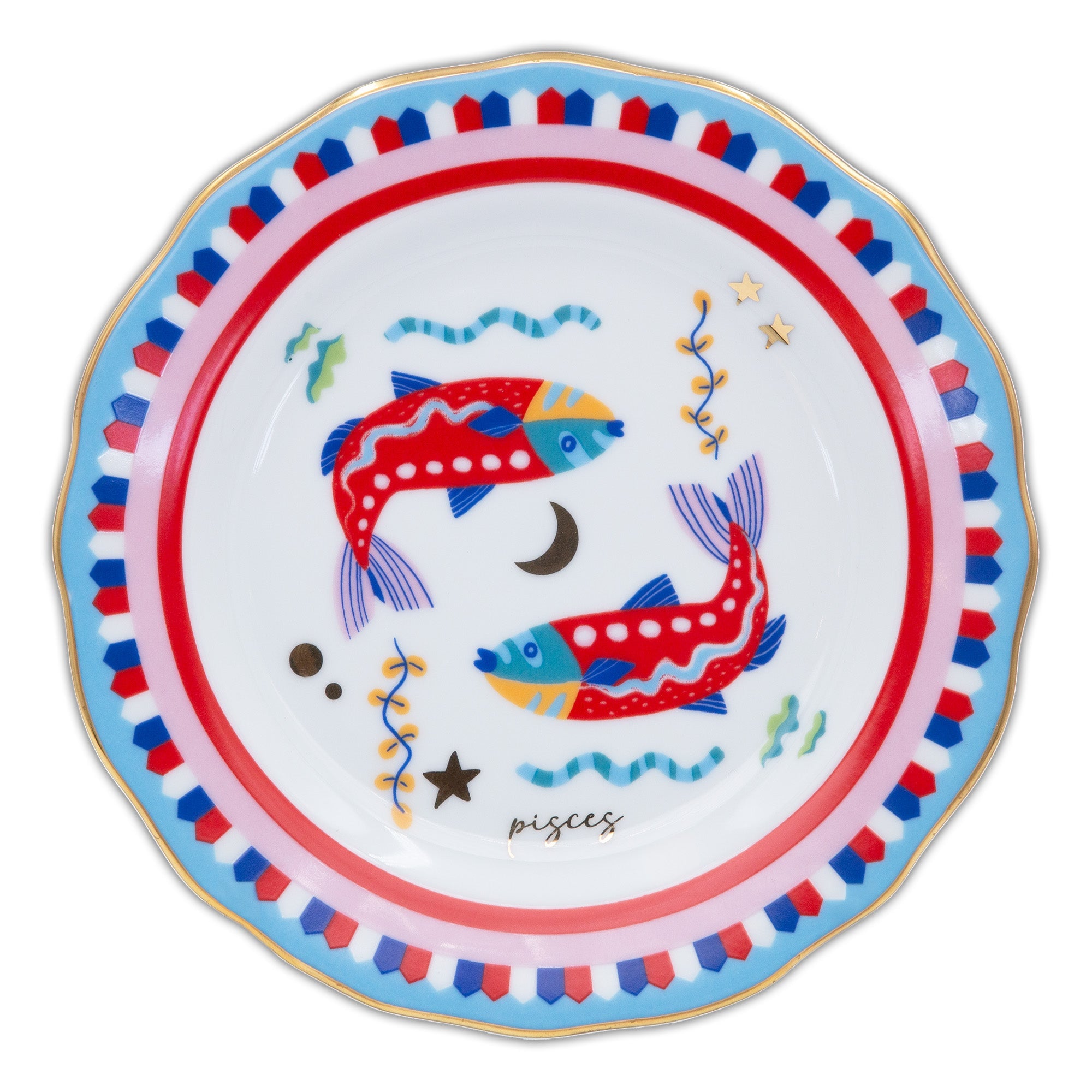 Bread and butter plate, porcelain, 6.3 inches, Zodiac Vibe Pisces - BACI MILANO