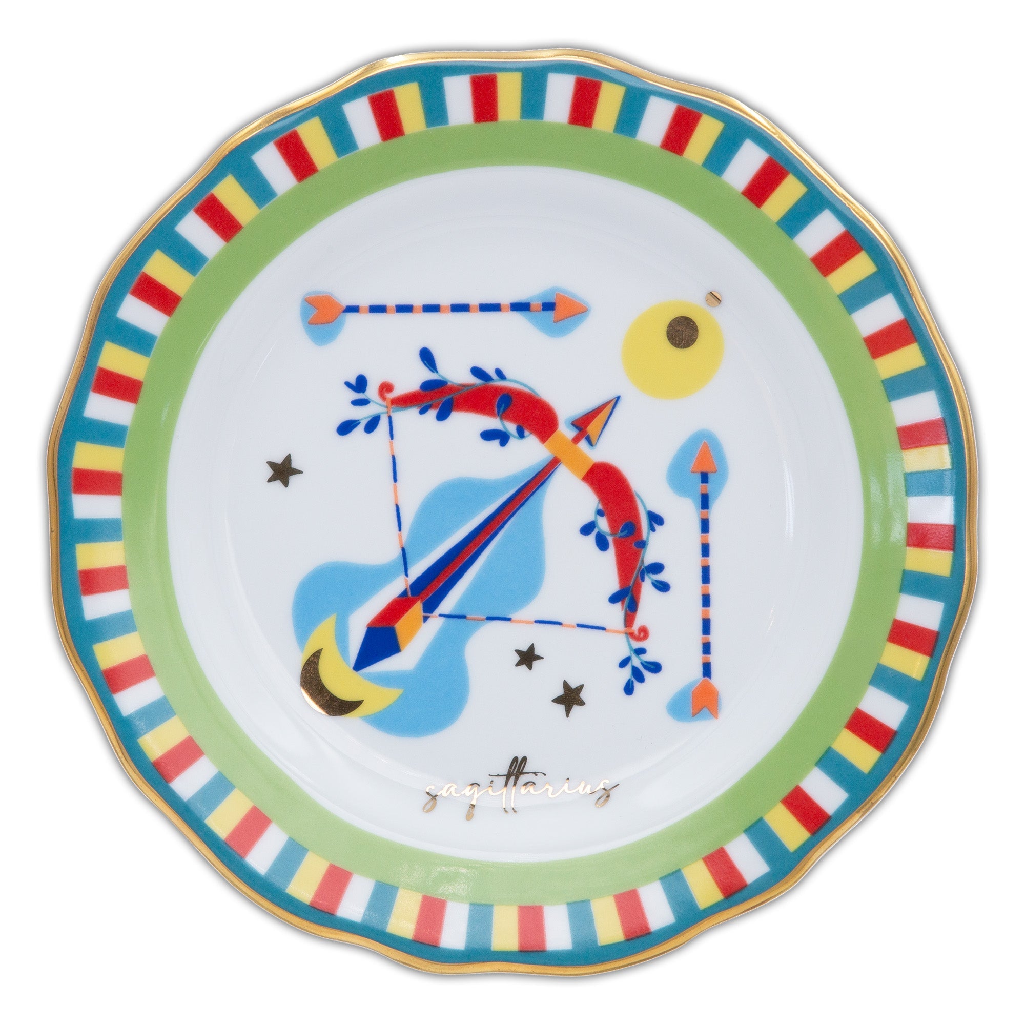 Bread and butter plate, porcelain, 6.3 inches, Zodiac Vibe Sagittarius - BACI MILANO