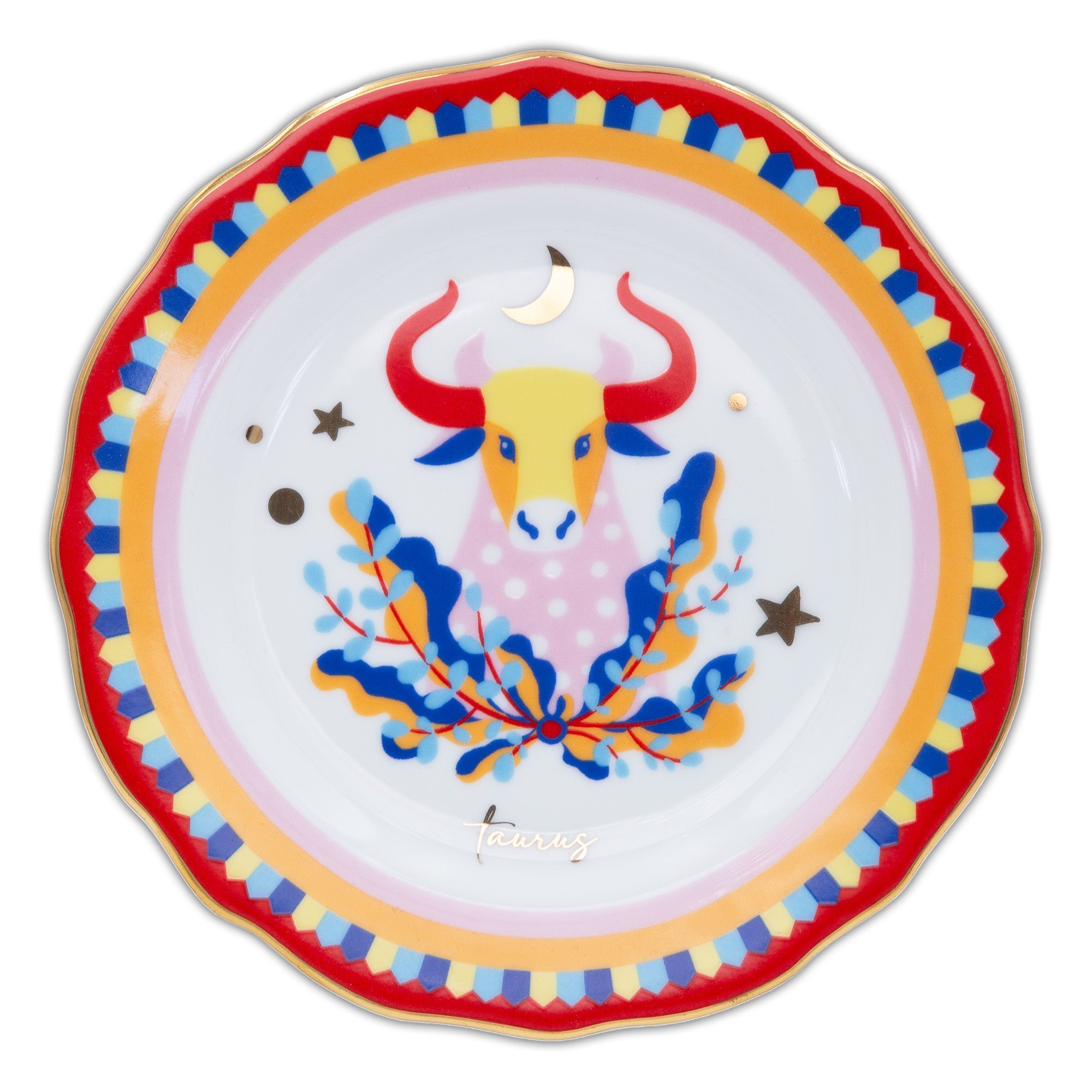 Bread and butter plate, porcelain, 6.3 inches, Zodiac Vibe Taurus - BACI MILANO