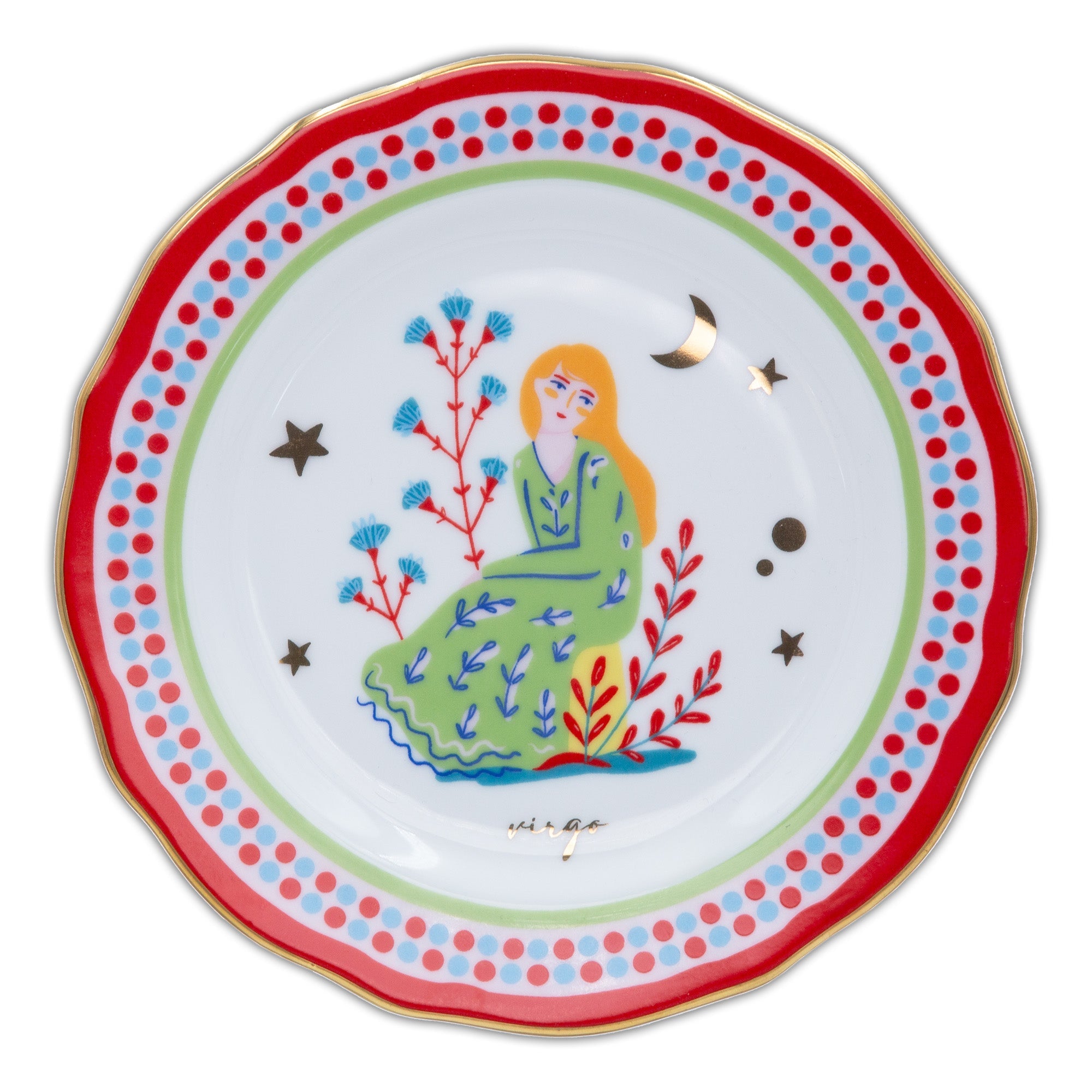 Bread and butter plate, porcelain, 6.3 inches, Zodiac Vibe Virgo - BACI MILANO