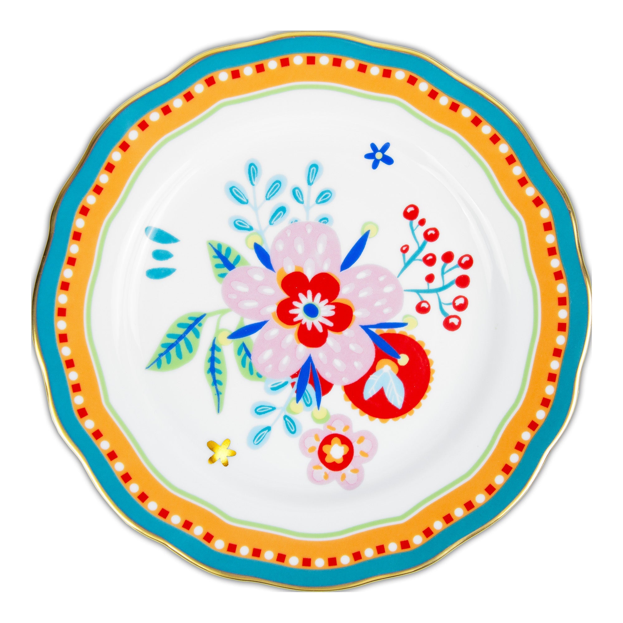 Dessert plate, porcelain, 8.7 inches, Mamma Mia Flower - BACI MILANO