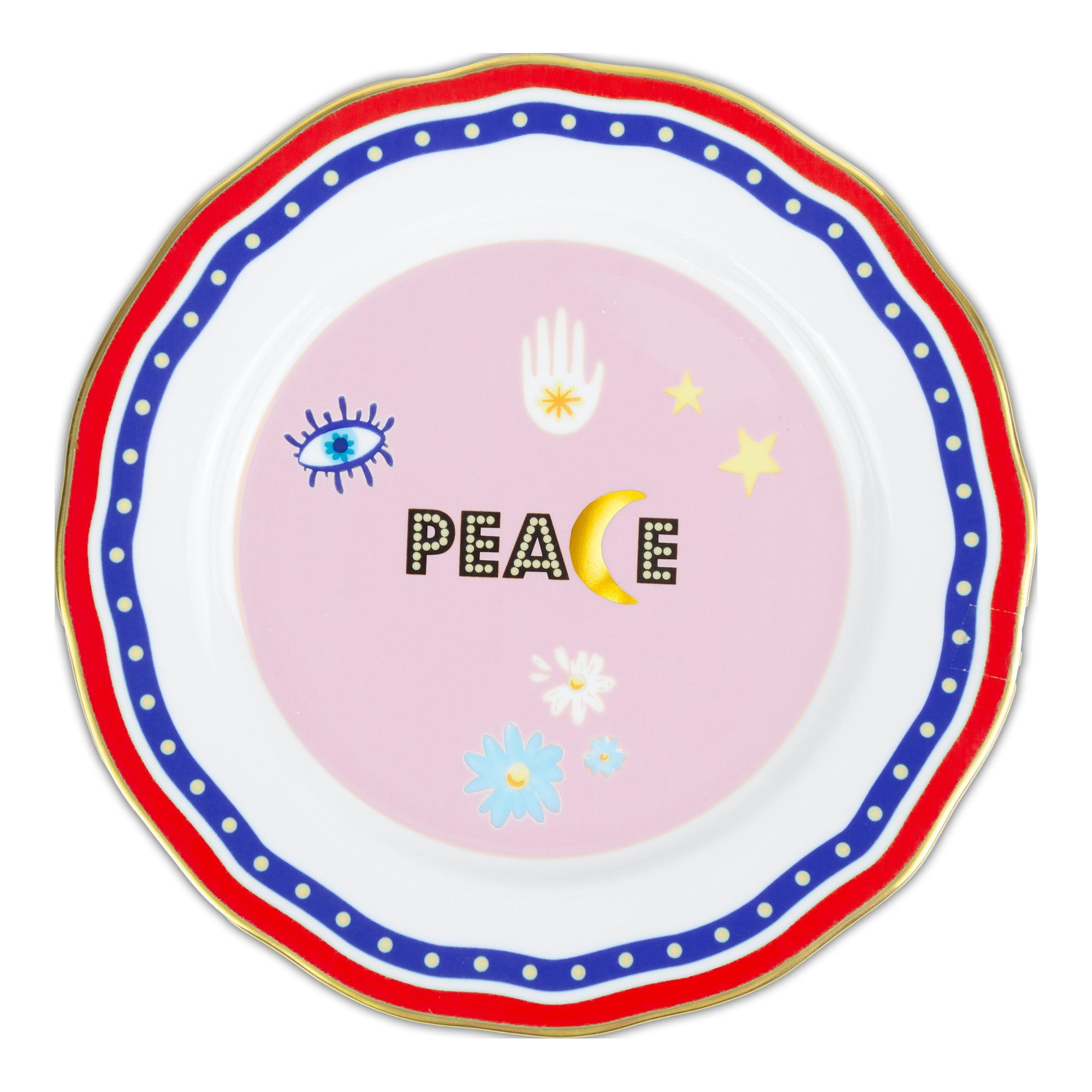Dessert plate, porcelain, 8.7 inches, Mamma Mia Peace - BACI MILANO