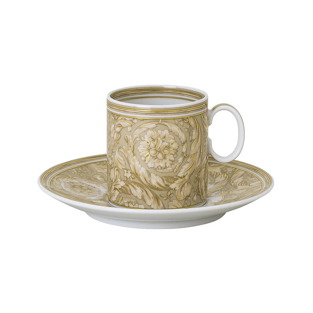 Espresso Cup and Saucer, 3.4 fl oz, Barocco Beige - VERSACE