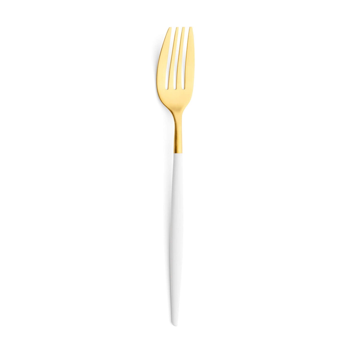 Gold-Plated Dessert Fork, Mio White Gold Matte - CUTIPOL