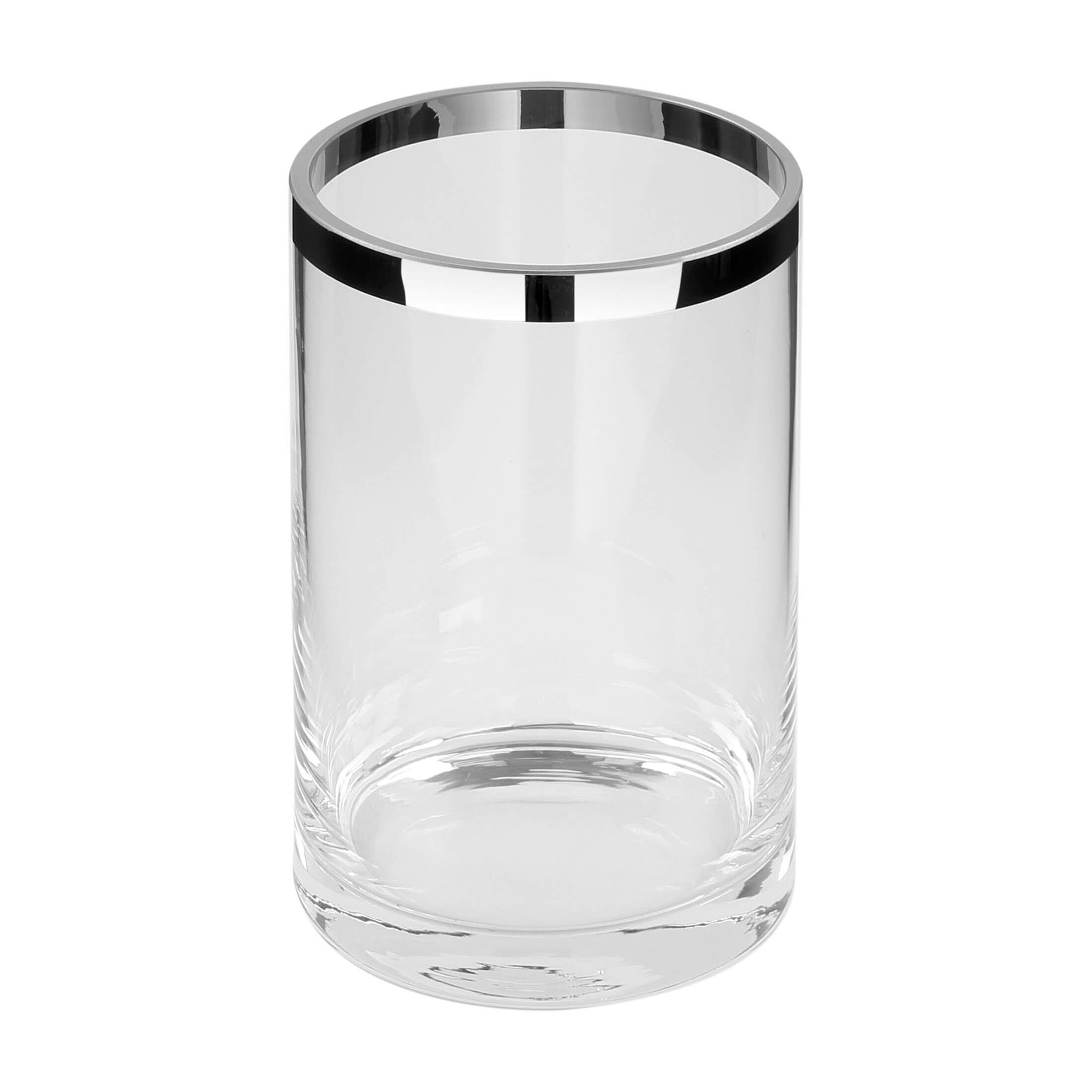 Glass vase with nickel base, 7.08 in, Platinum - SIMONA'S COLLECTION