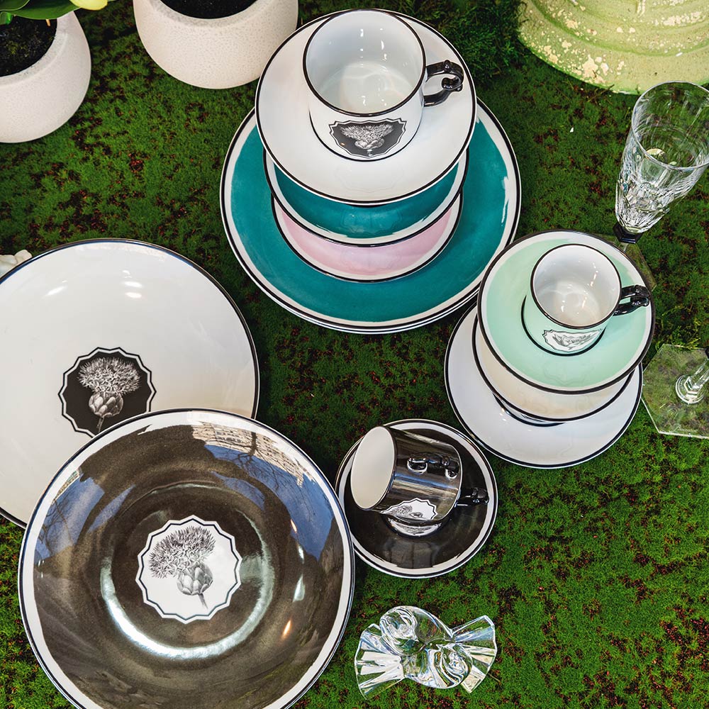 Tea cup and saucer, green, Herbariae - CHRISTIAN LACROIX