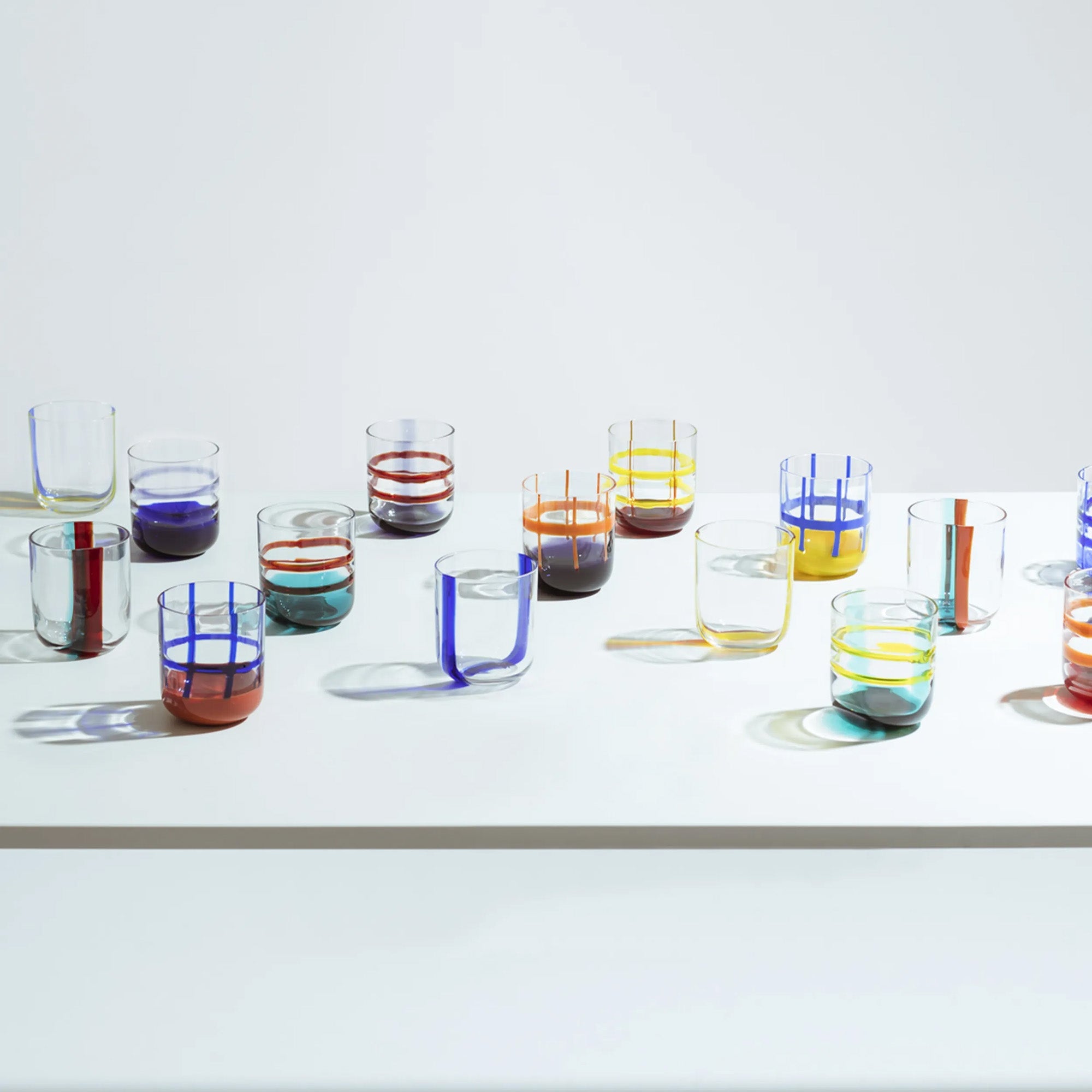 Water glass, 3.5 inches, turquoise/orange, Gesti by Margherita Rui - ICHENDORF