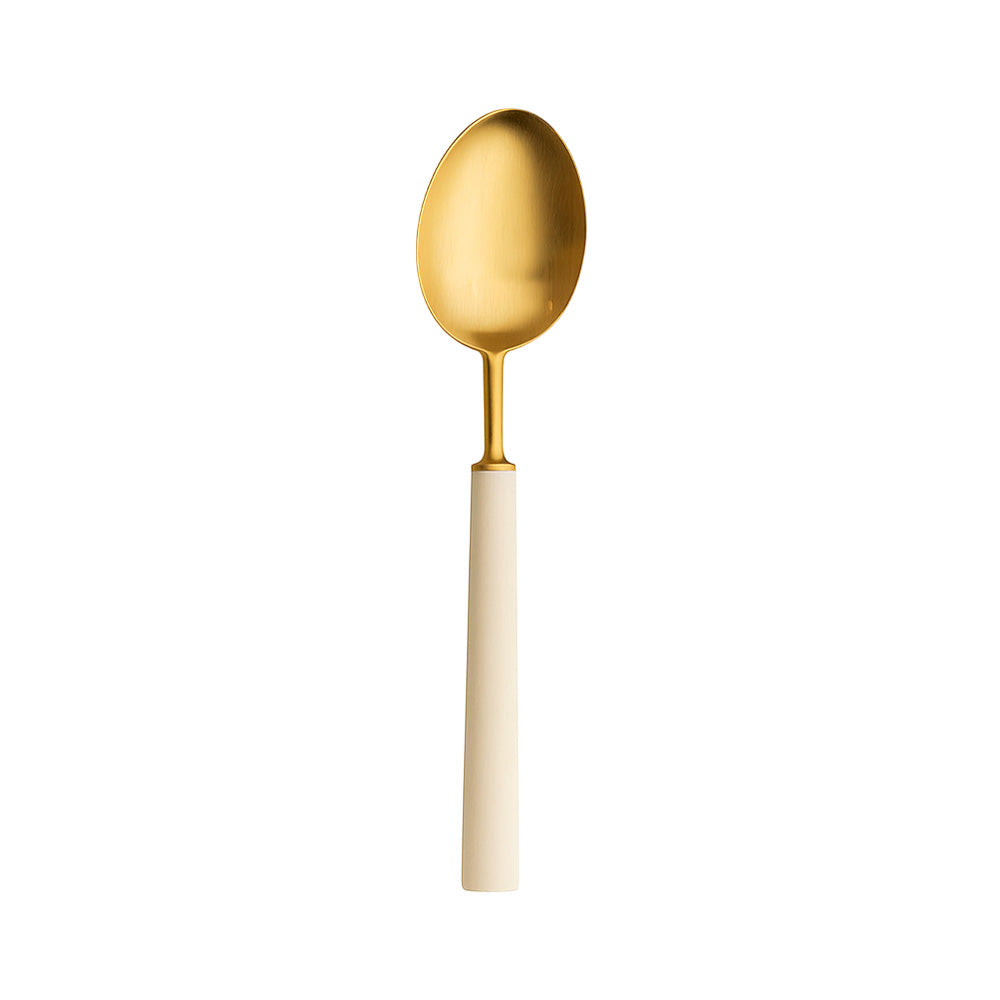 Serving Spoon, Stainless Steel, 9.8 inches, Ebony Ivory Gold - CUTIPOL