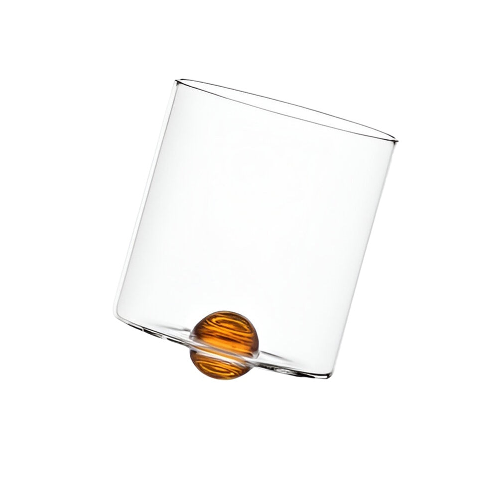Tilted water glass, transparent-amber, Luna - ICHENDORF