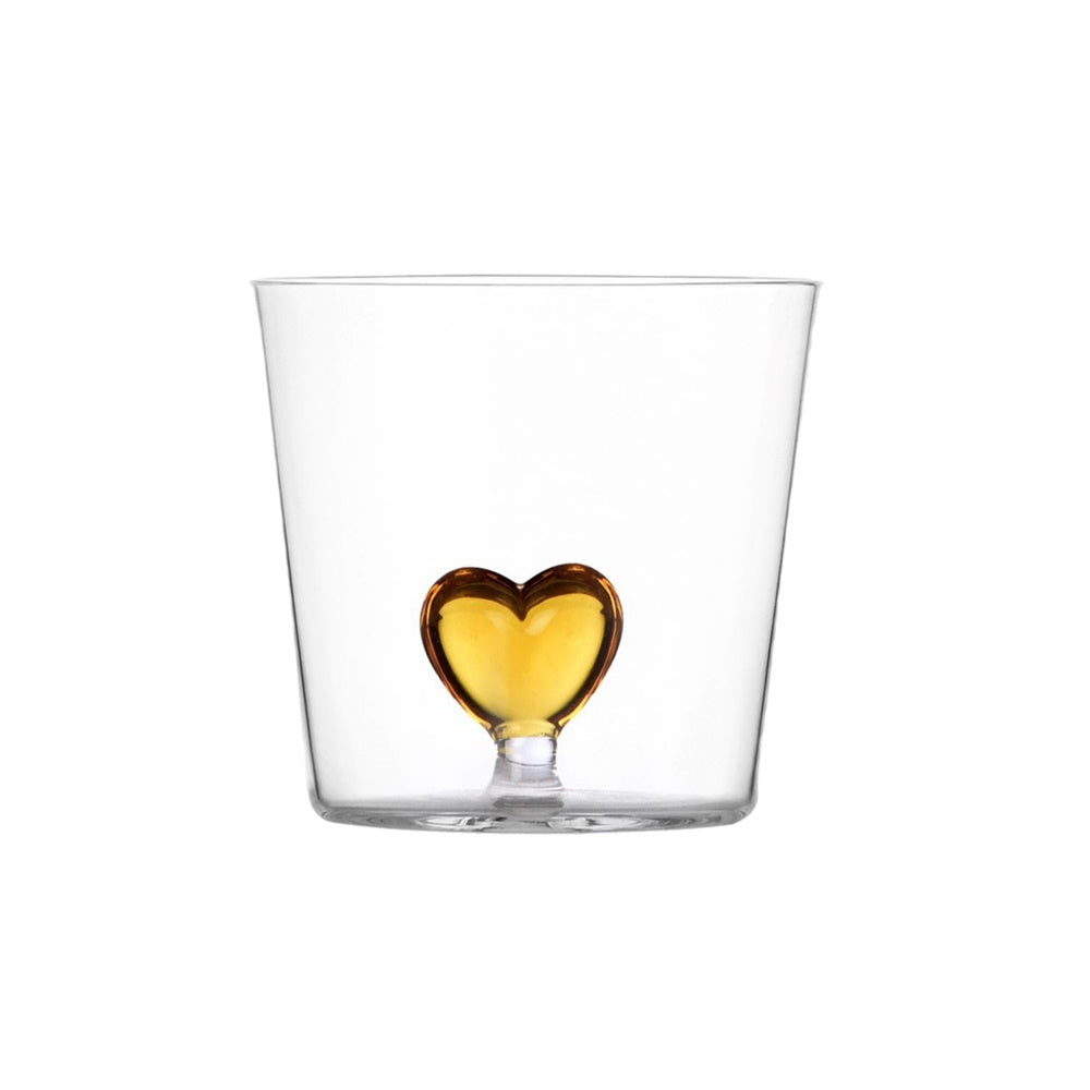 Water glass, 3.15 inches, yellow heart, Cuore by Alessandra Baldereschi - ICHENDORF