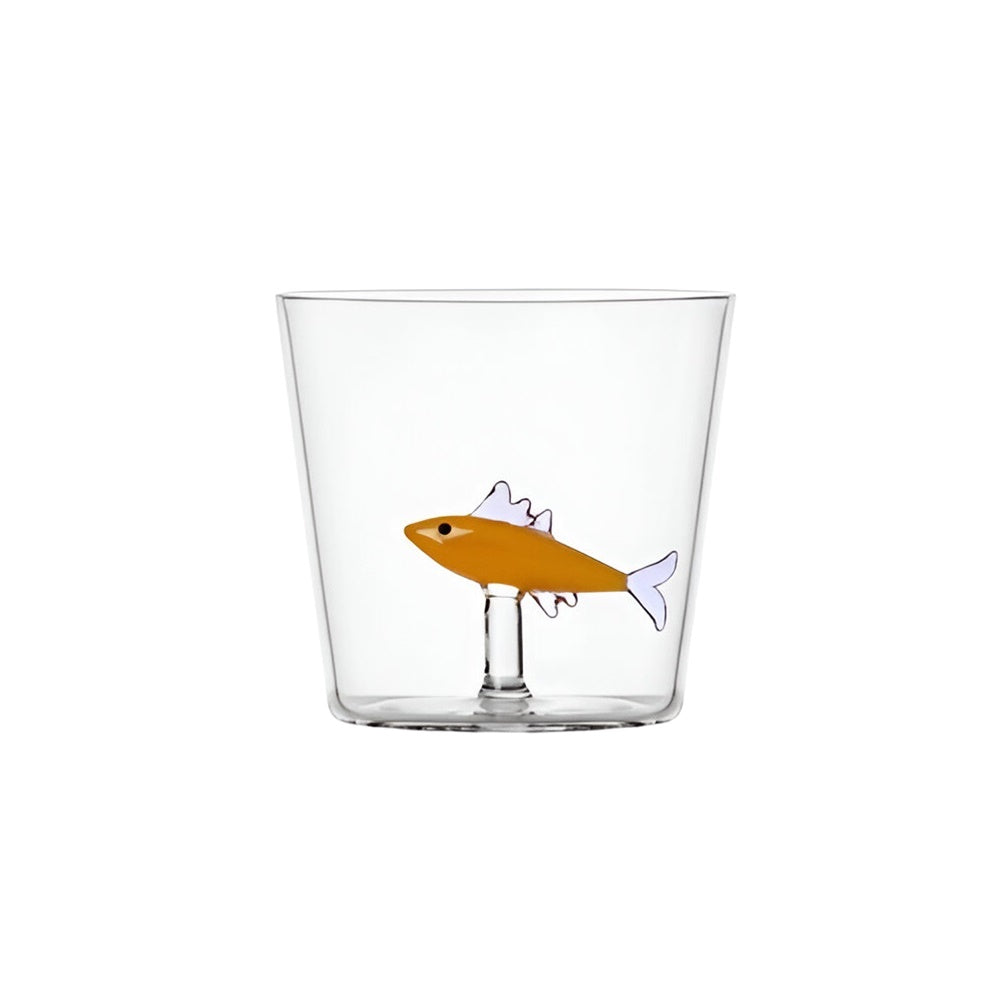 Water glass, 3.15 in, amber sardine, Marine Garden by Alessandra Baldereschi - ICHENDORF