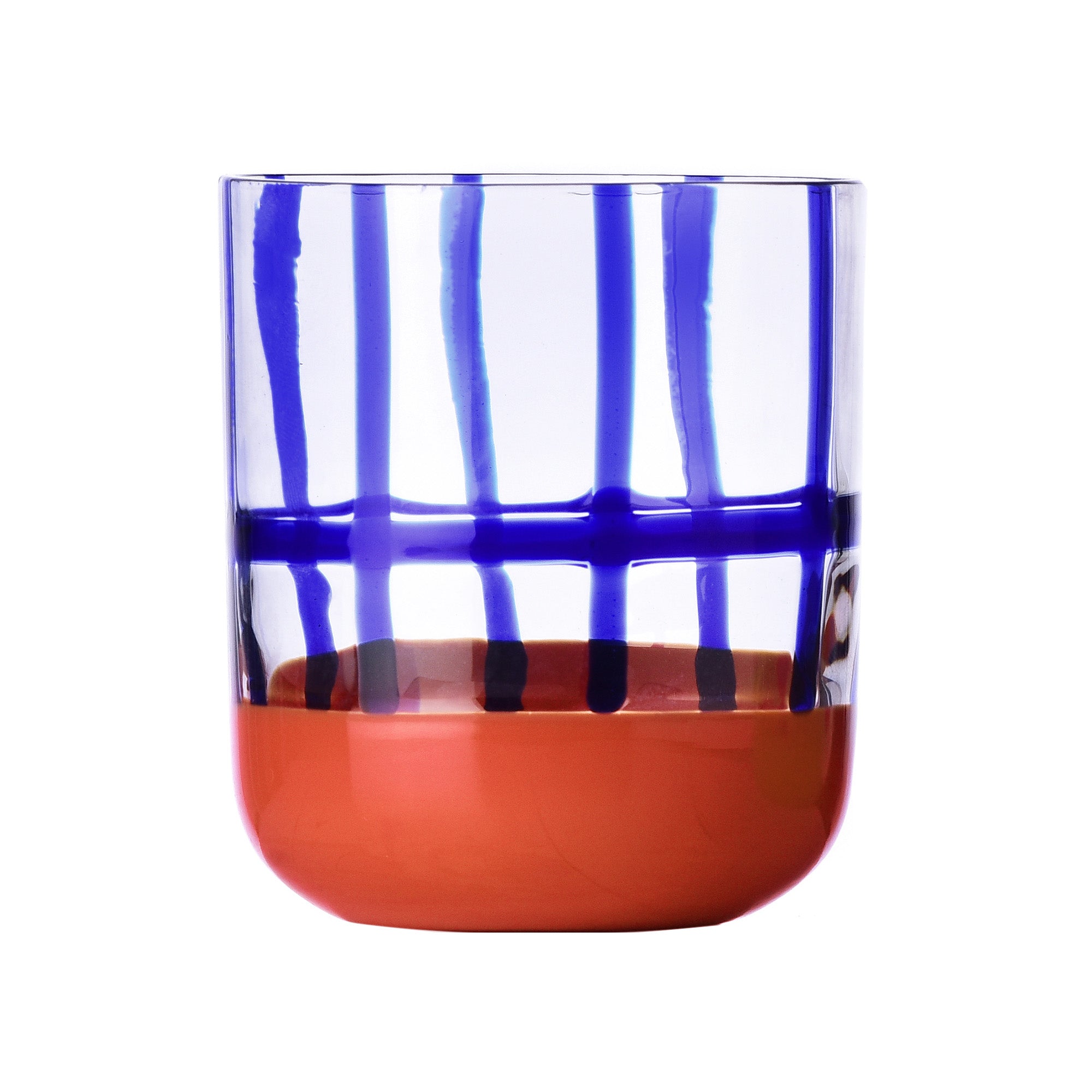 Water glass, 3.5 inches, blue/red, Gesti by Margherita Rui - ICHENDORF
