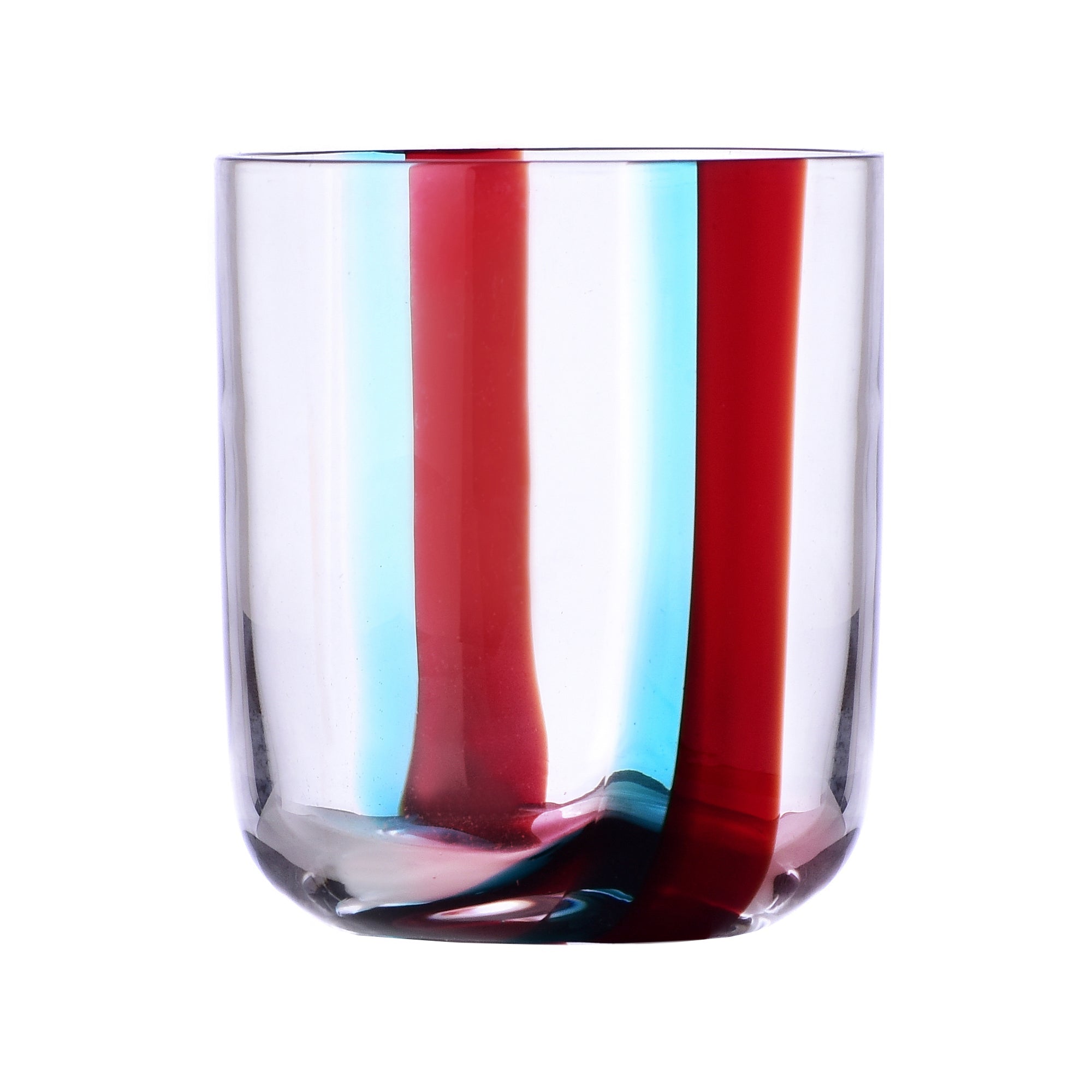 Water glass, 3.5 inches, burgundy/turquoise U, Gesti by Margherita Rui - ICHENDORF
