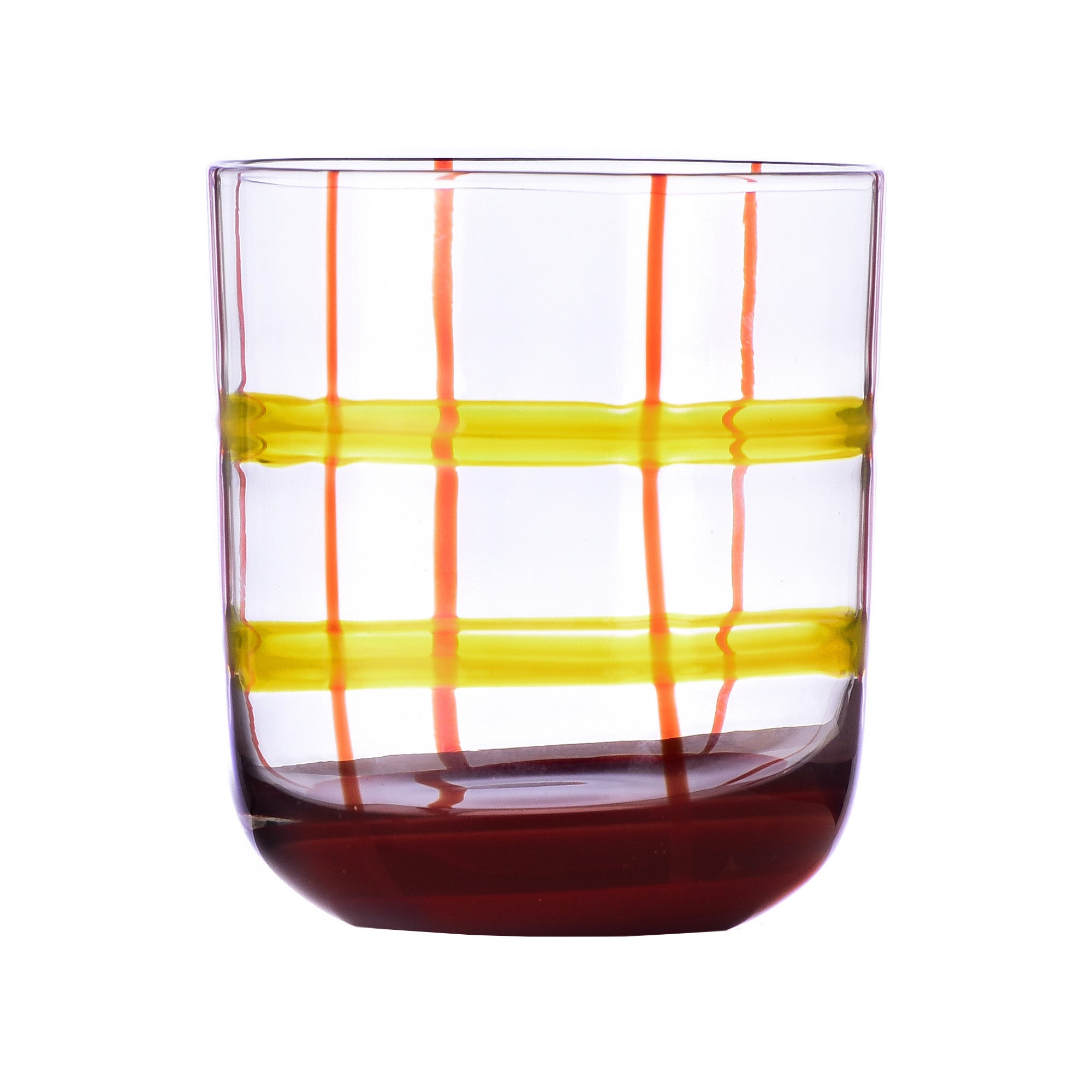 Water glass, 3.5 inches, yellow/burgundy, Gesti by Margherita Rui - ICHENDORF
