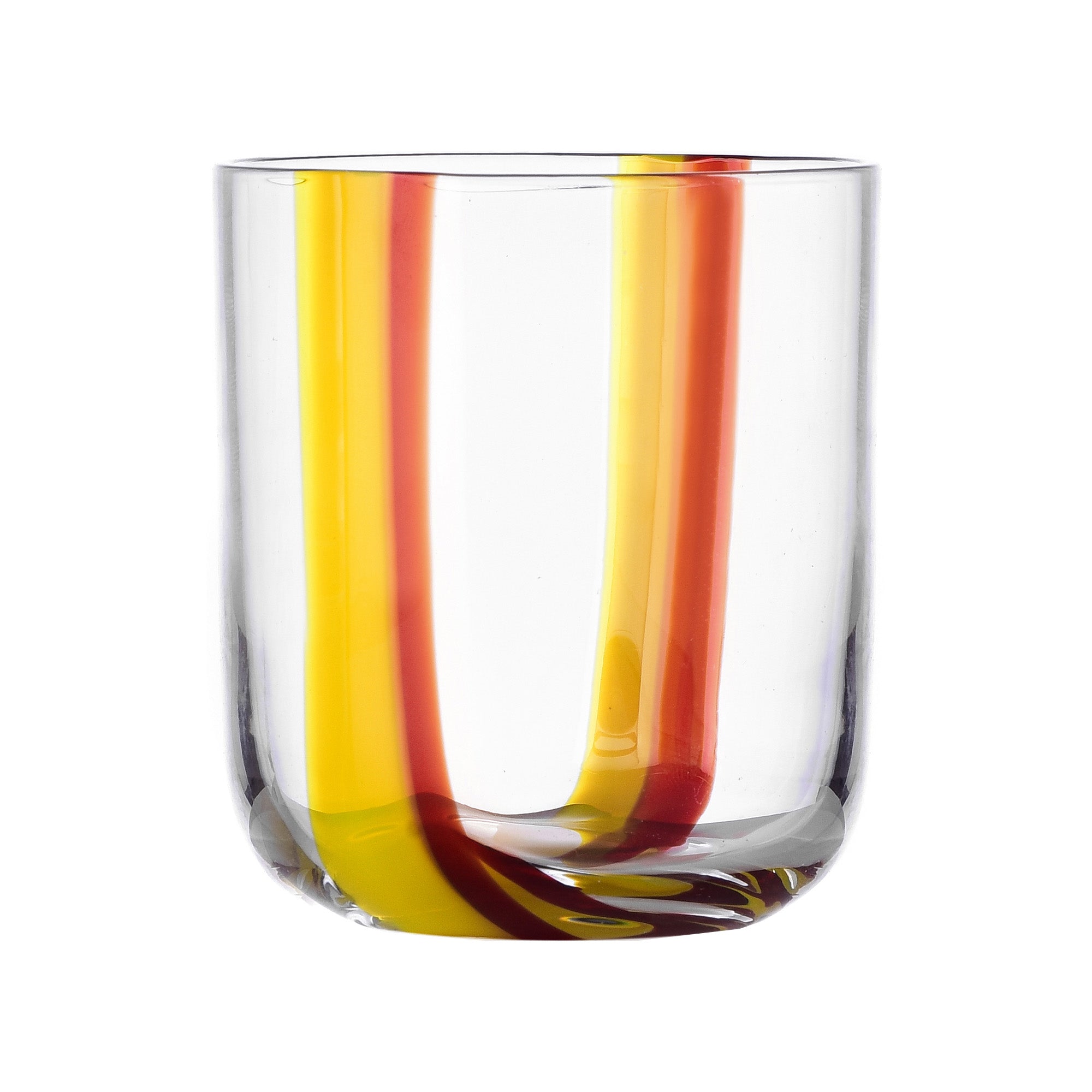 Water glass, 3.5 inches, yellow/burgundy U, Gesti by Margherita Rui - ICHENDORF